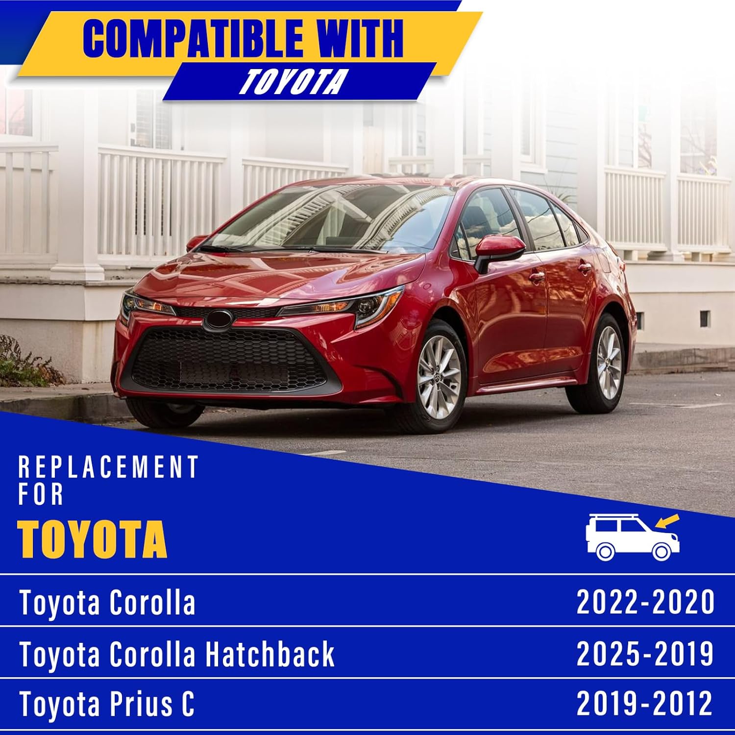 Detalle de 28" + 14" Front Windshield Wiper Blades Replacement for Toyota Corolla, Corolla Hatchback & Prius C
