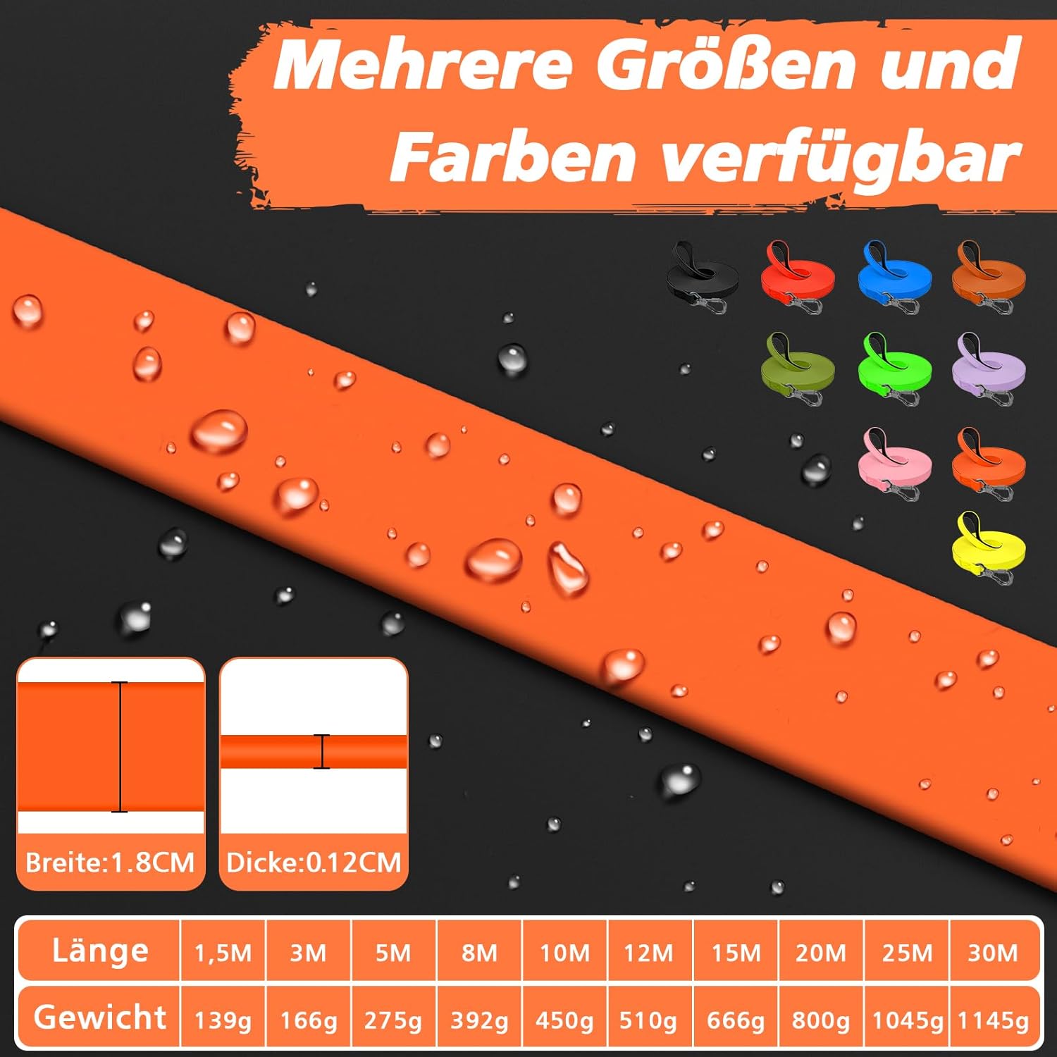 Thumbnail 5 de X XBEN wasserfeste Schleppleine für Hunde (1,5 m) mit abschließbarem Karabiner und Handschlaufe