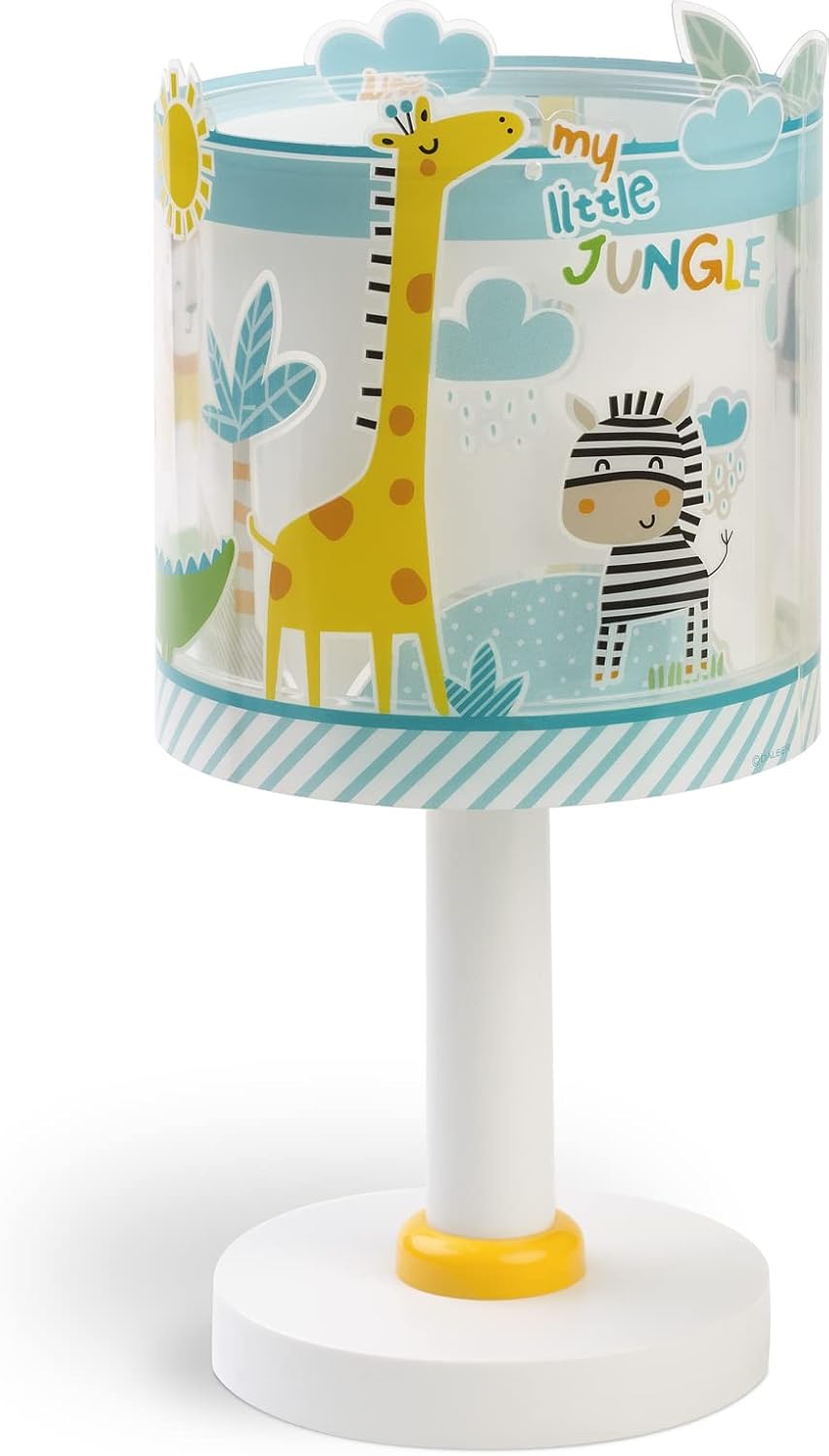 Detalle de Dalber Kinder-Tischlampe Little Jungle mit Tieren – 40 W, bunt (E14)