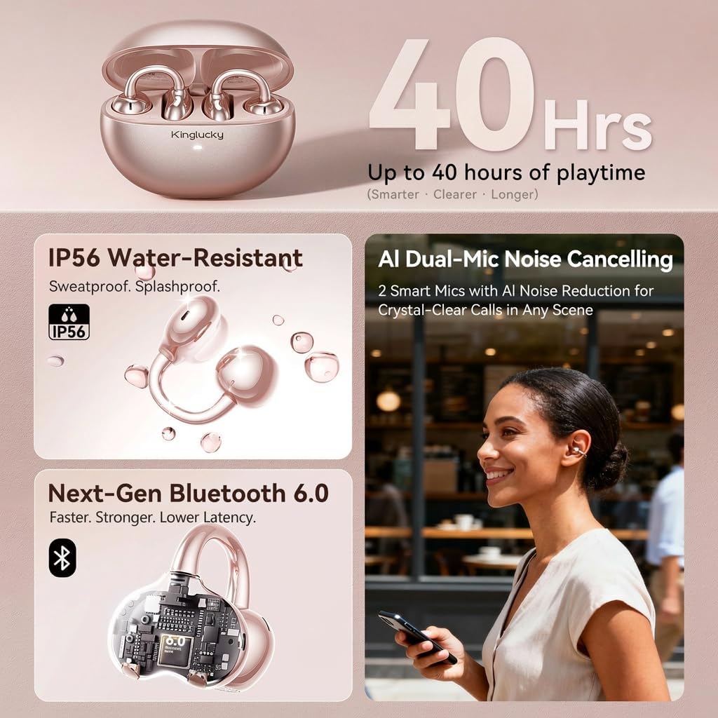 Thumbnail 5 de Kinglucky Upgraded Clip-On Earbuds 50H playtime