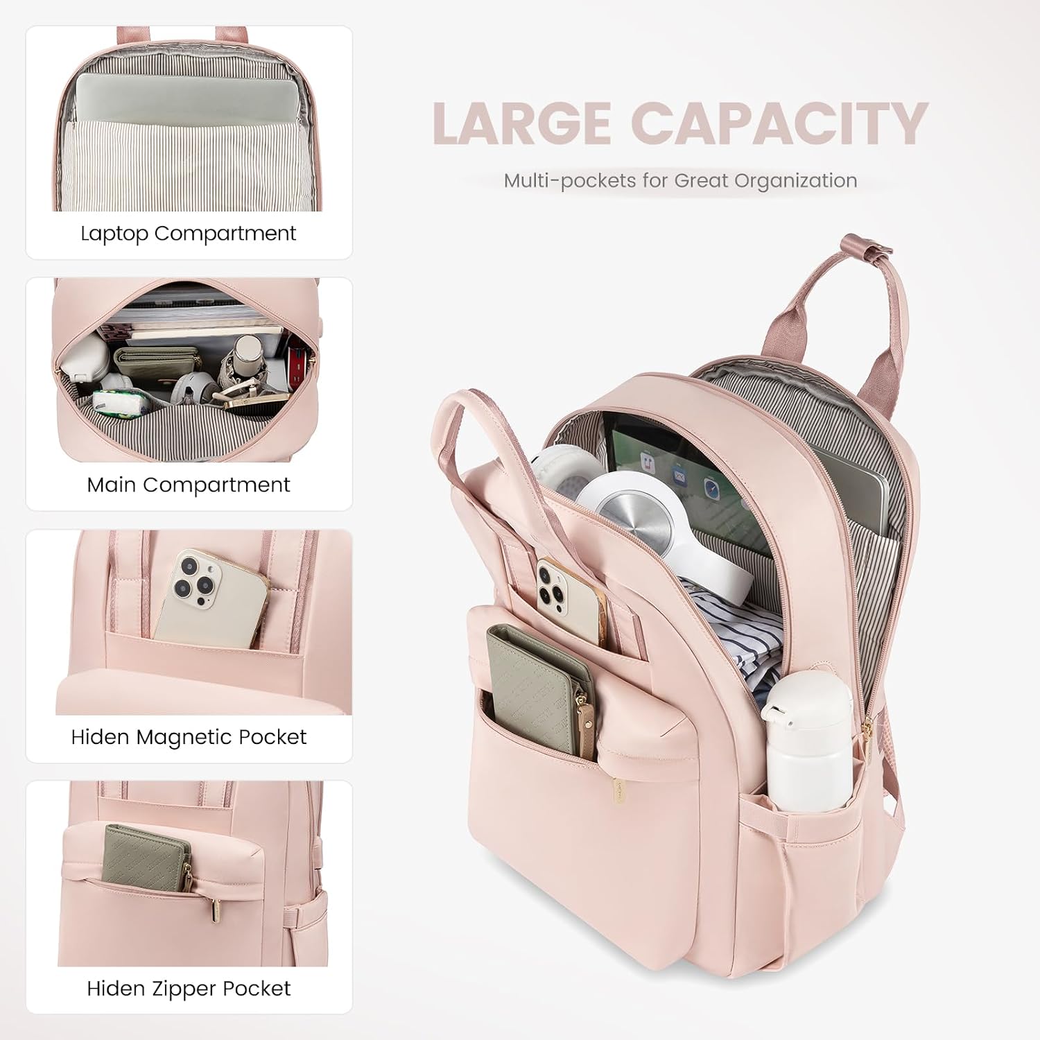 Thumbnail 1 de LOVEVOOK Laptop Backpack 15.6 inch Pink