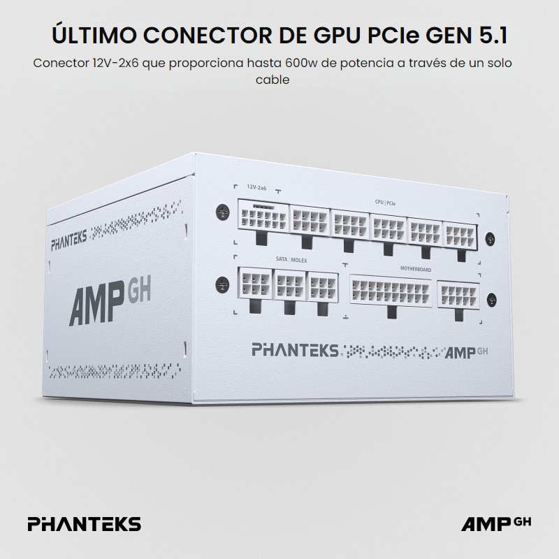 Detalle de Phanteks AMP GH 750W 80 Plus Gold Modular – blanca