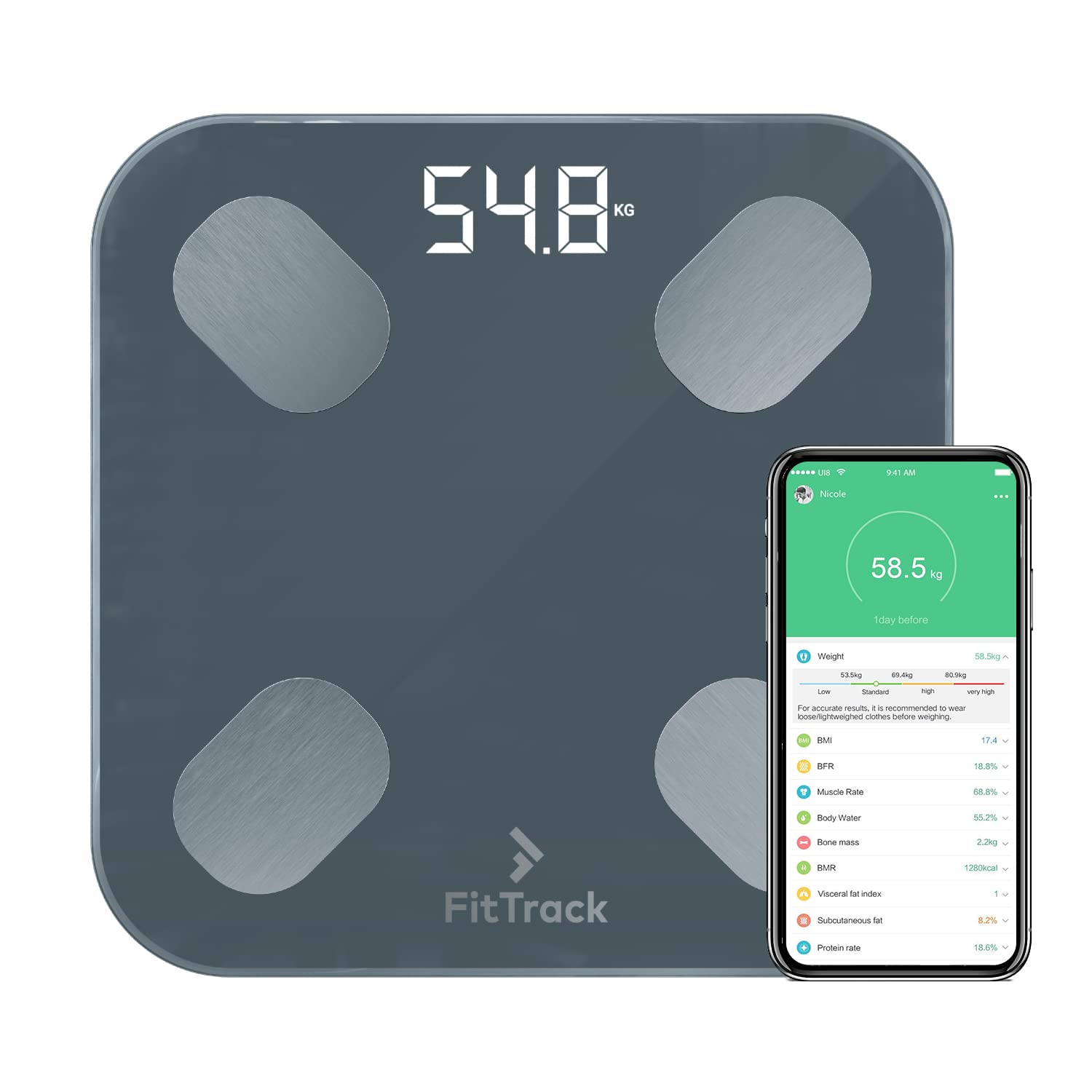 FitTrack Balance Connectée 17 indicateurs