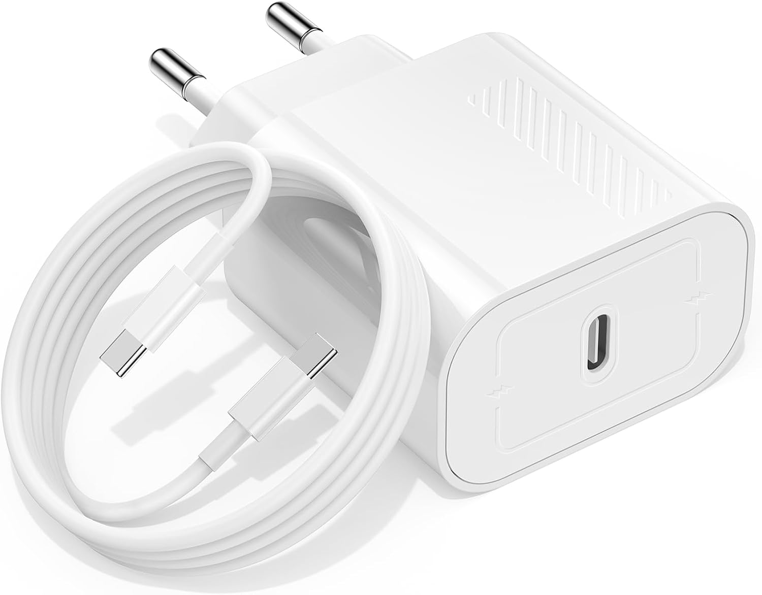 Detalle de 45W Dual-Port USB‑C Ladegerät mit 2× 2 m Kabeln – Schnellladen für iPhone 17/16/15 Serie und mehr