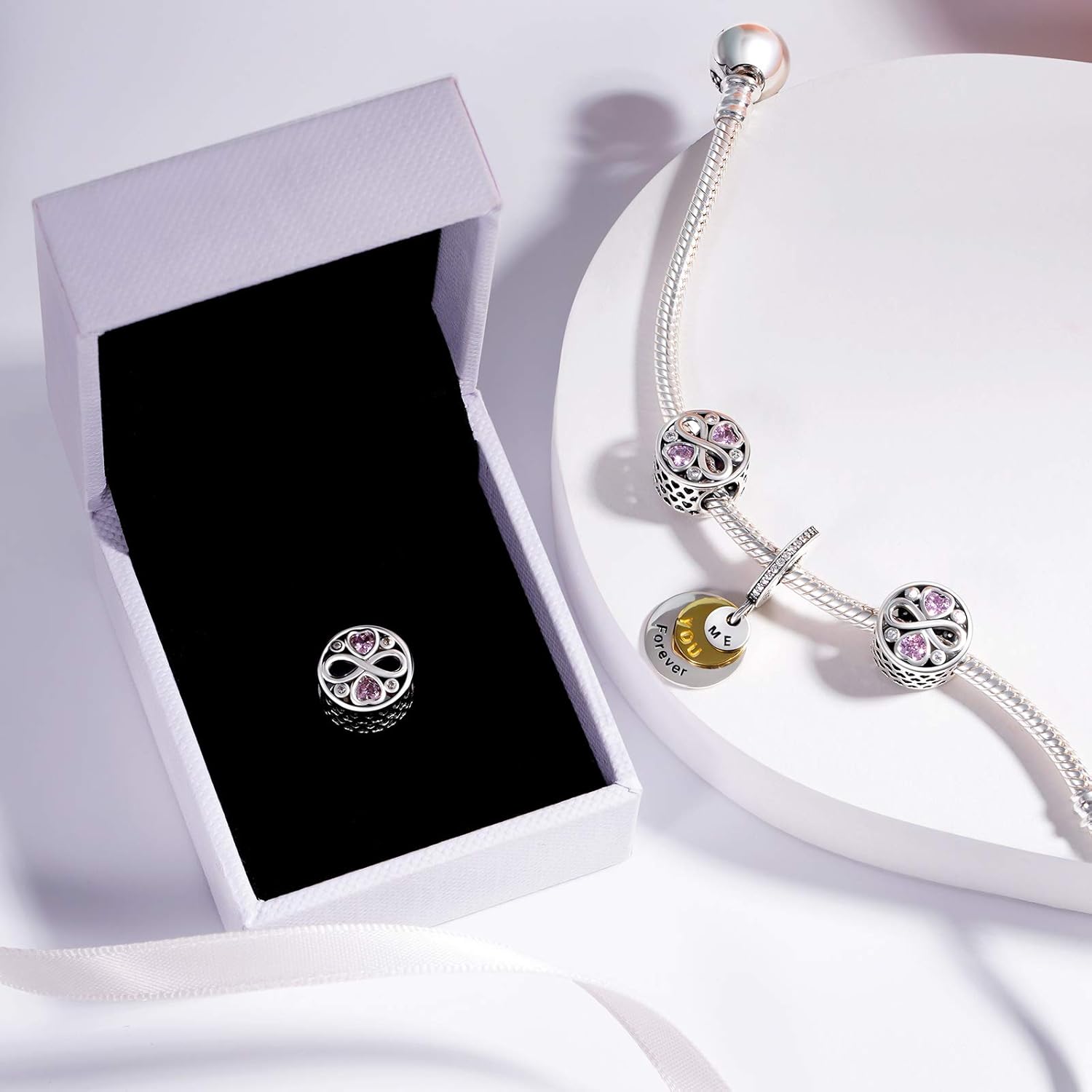 Thumbnail 6 de NINGAN Pendente in argento 925 “i love you” – ciondolo pendente per bracciali e collane, compatibile con Pandora, Trollbeads e altro