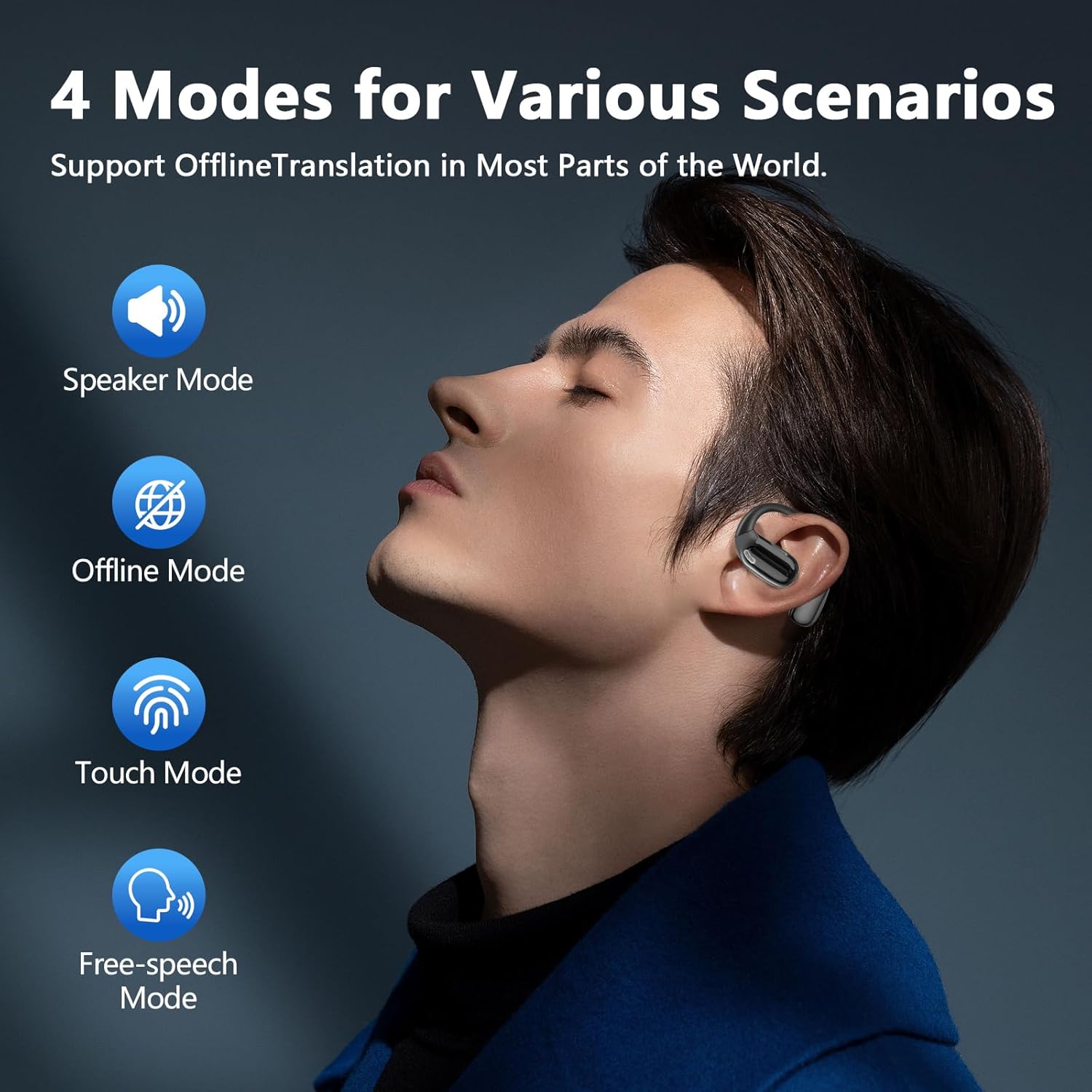 Thumbnail 4 de AI Translation Earbuds Real Time: 164 languages in real-time, 3-in-1 with open-ear comfort