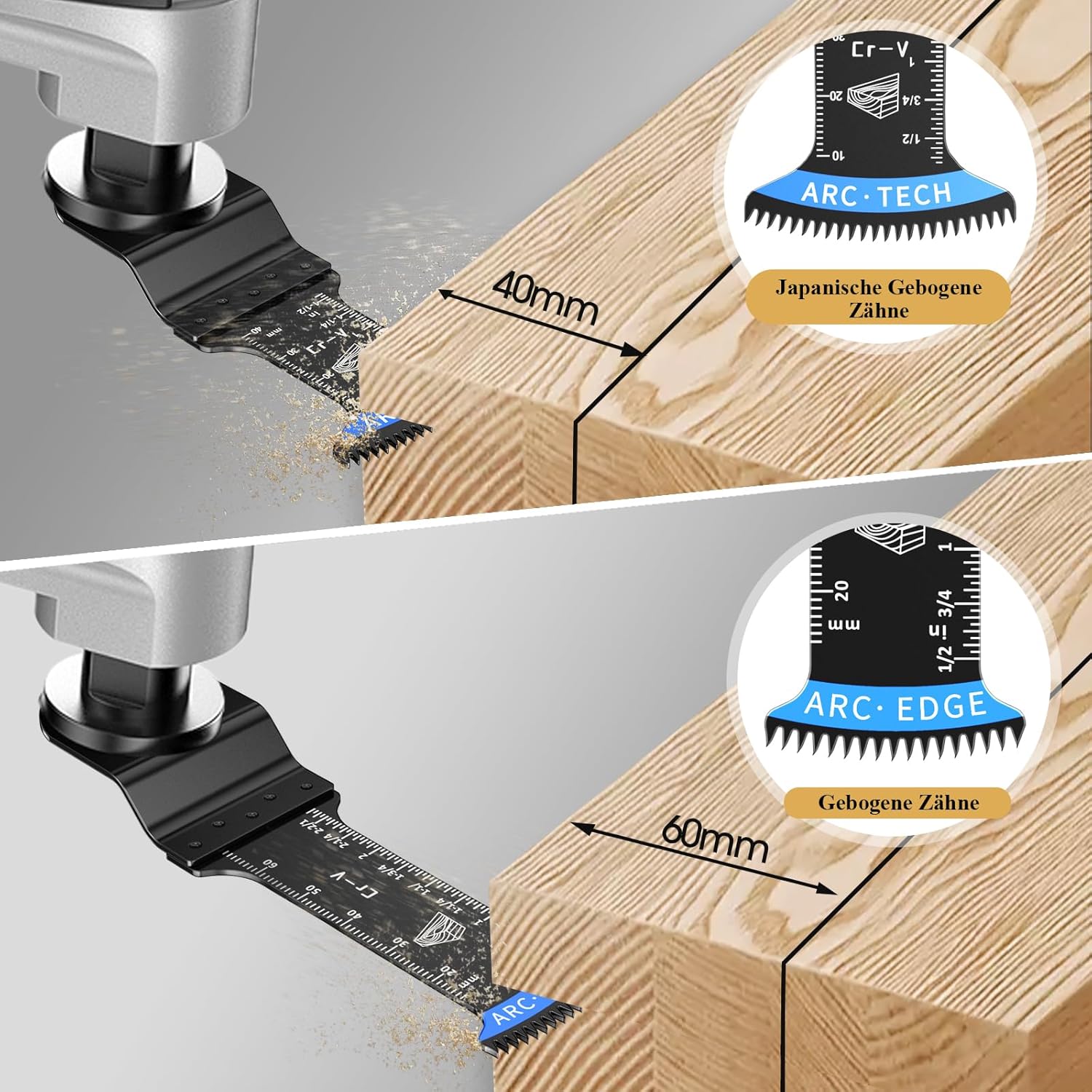 Detalle 2 de Lame multifunzione 5 pezzi per legno e metallo đź›