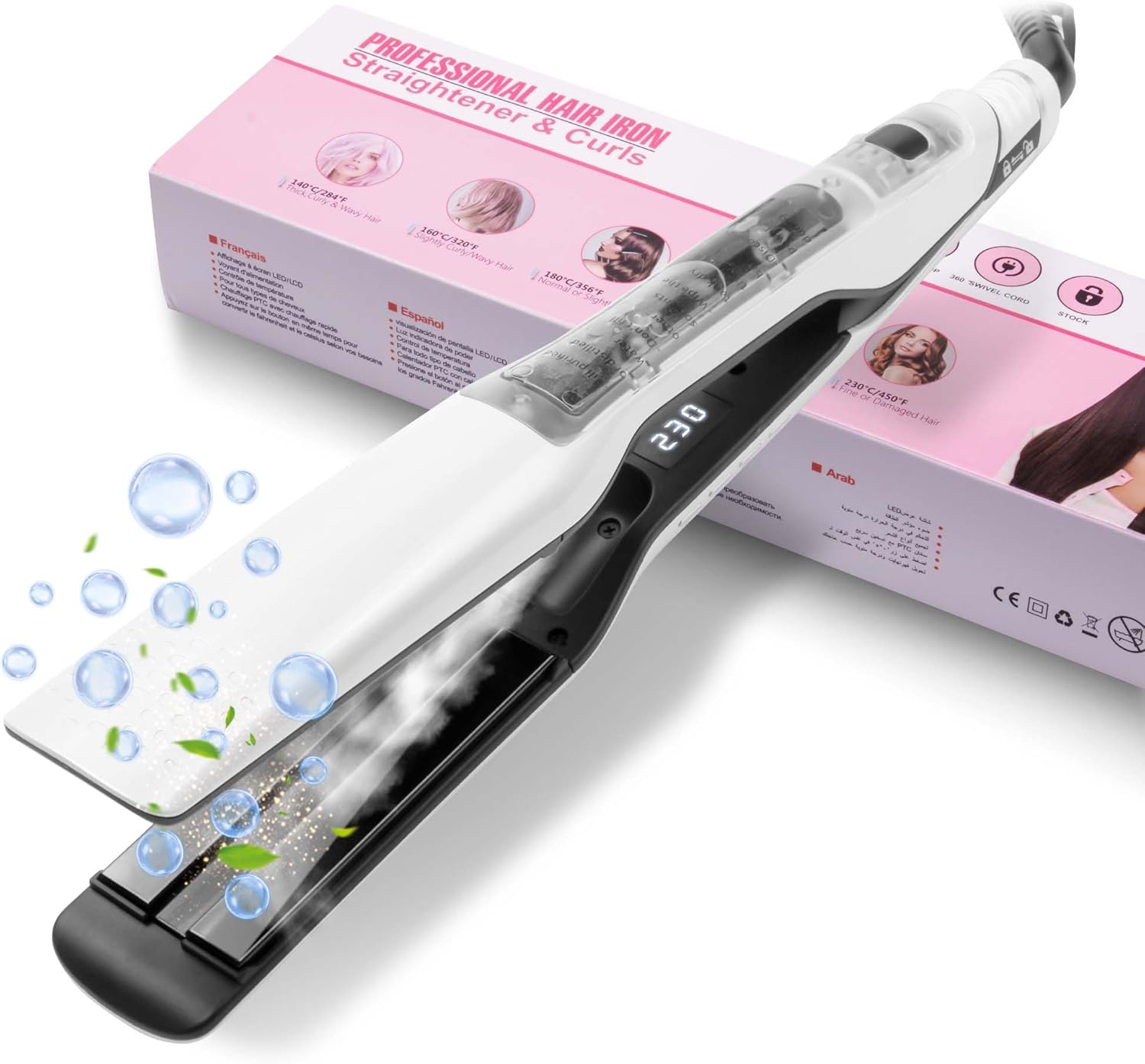 Detalle de UKLISS Piastra a Vapore 40 mm: lisciatura rapida con display LCD e vapore