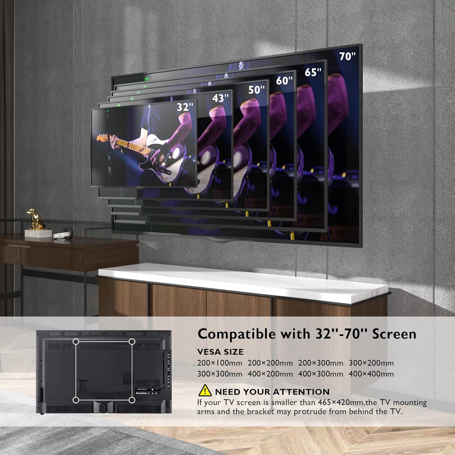 Thumbnail 4 de BONTEC Supporto TV Parete braccio 850 mm per 32–70" fino 60 kg