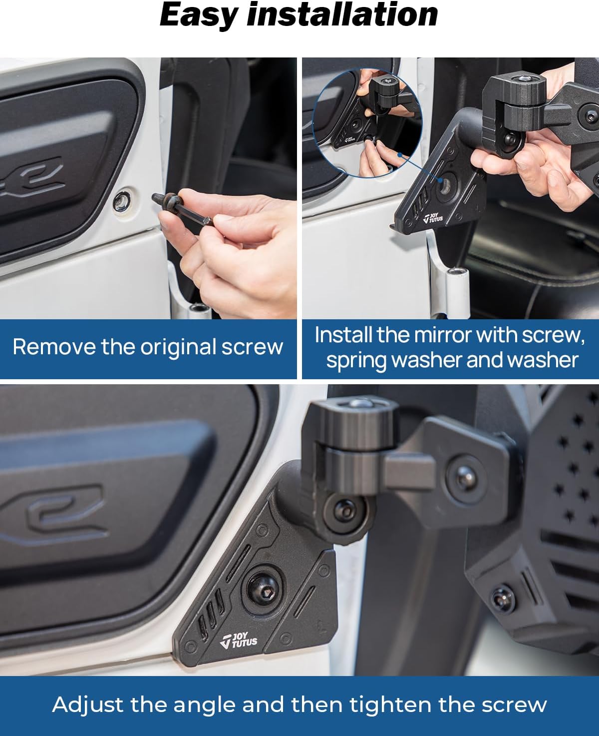 Thumbnail 6 de JOYTUTUS Mirrors Doors Off: Wrangler JL/JLU and Gladiator JT Side Mirrors (2018-2026) – Wider View, Breakaway, No Vibrate & Wobble
