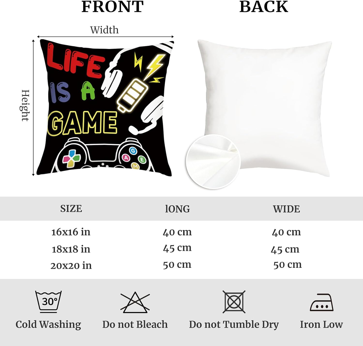 Thumbnail 6 de Joymaison Gamer Room 45x45 cm Throw Pillow Covers – Set of 4