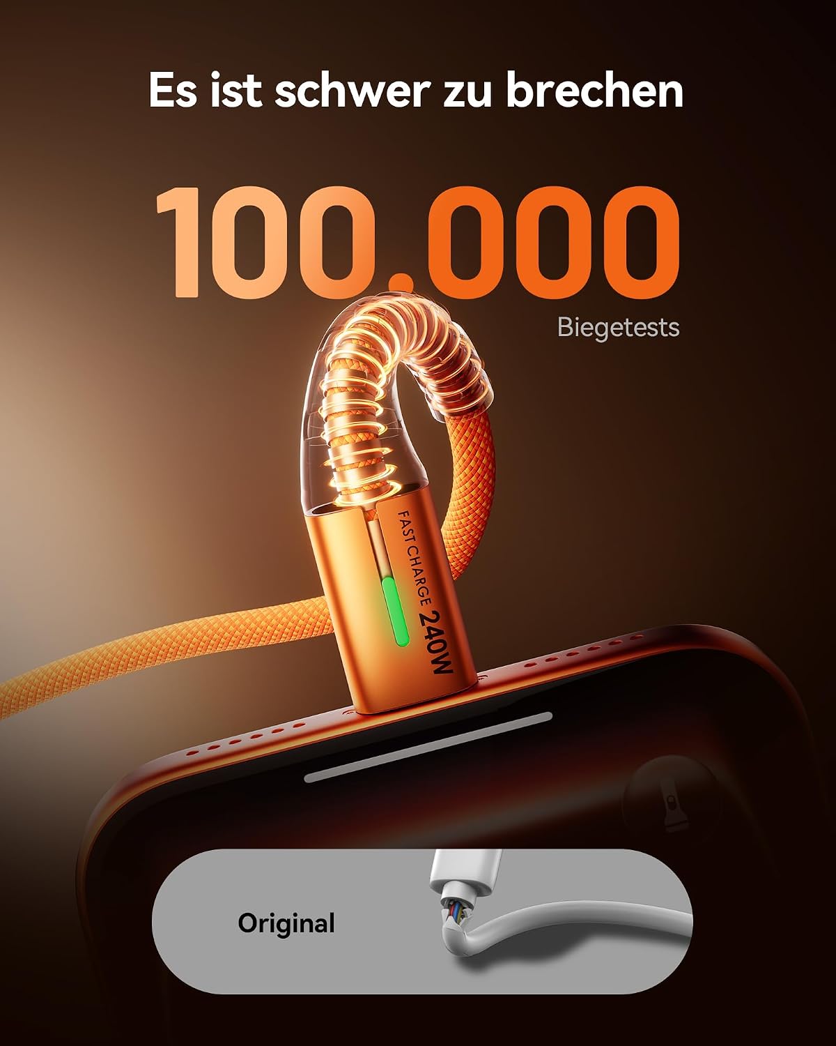 Thumbnail 3 de INIU 240W USB‑C auf USB‑C Kabel (2er-Set, Orange, 2 m) mit PD zum Schnellladen