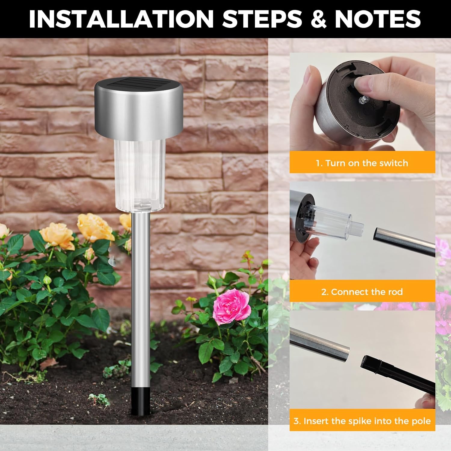 Thumbnail 4 de Jsdoin 12PCS Solar Garden Lights – stainless steel stake LEDs for pathways and patios