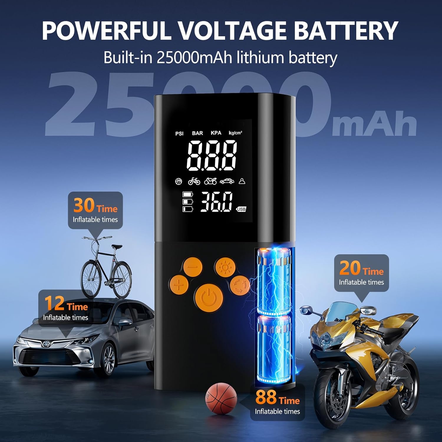 Detalle de Compresor Aire Portátil 180 PSI Inflador Eléctrico