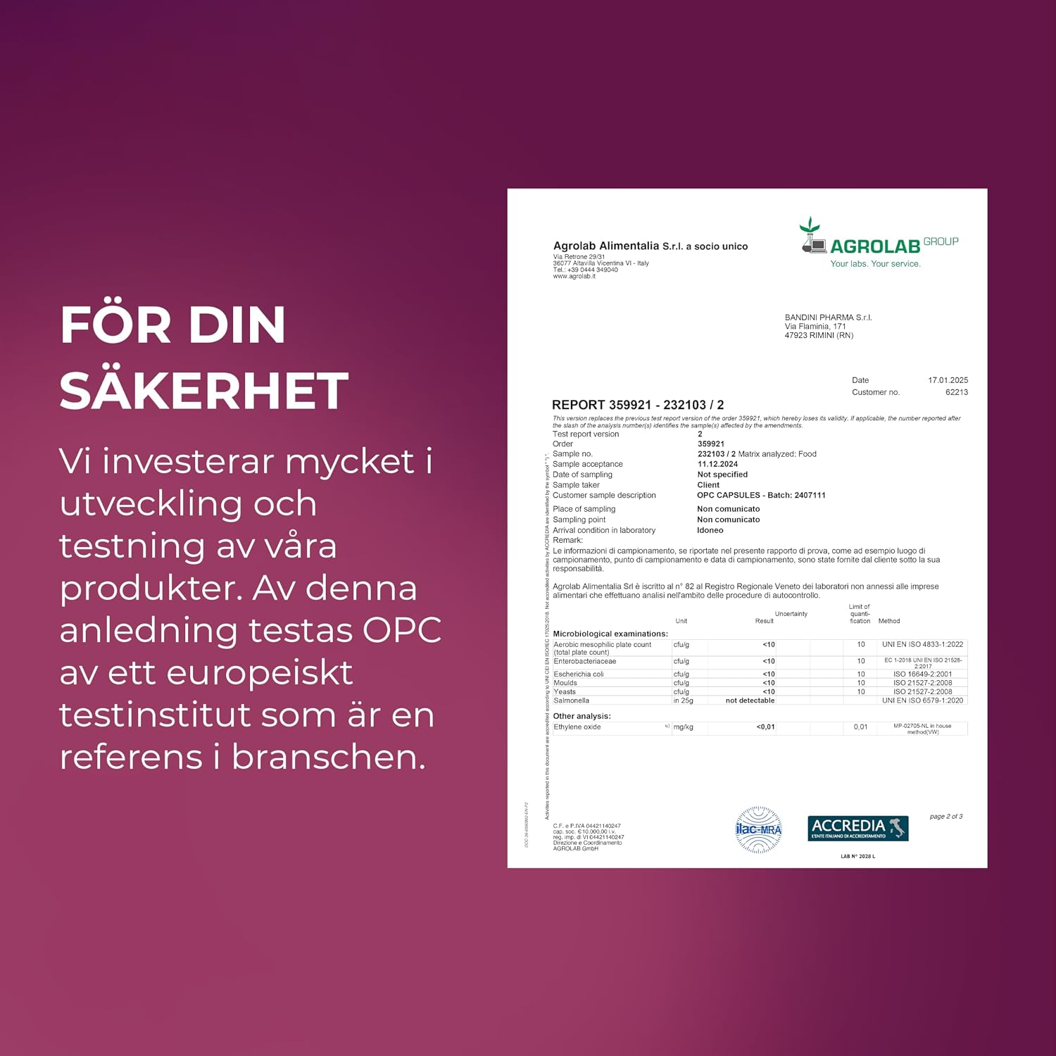 Thumbnail 3 de BANDINI OPC Supplement 95 % druvkärneextrakt med C-vitamin, 200 kapslar