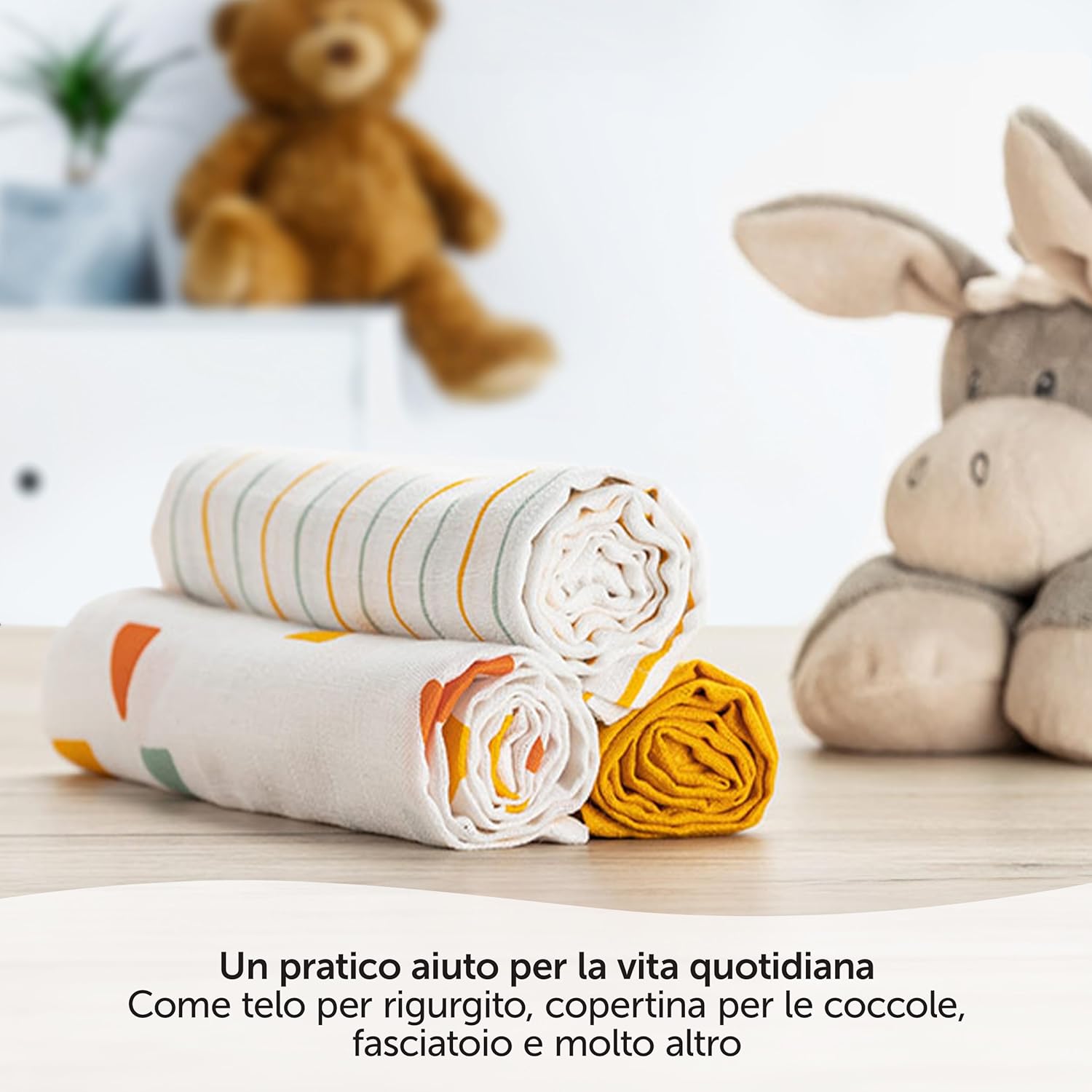 Detalle de LaLoona Pannolini di garza 70x70 cm – confezione da 3 pezzi in cotone 100% testati Oeko-Tex 100