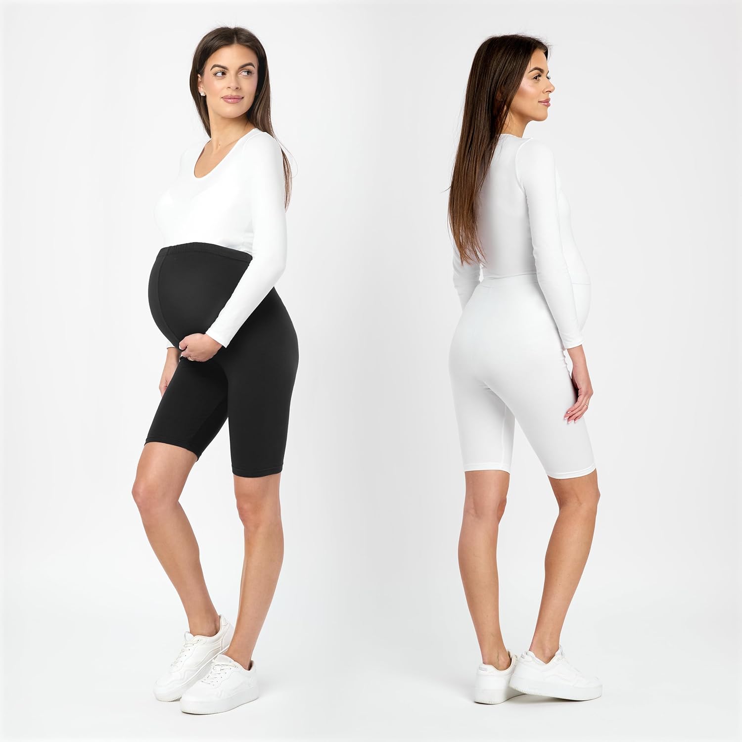 Thumbnail 1 de Be Mammy Leggings Courts de maternité Confortables en coton – Lot 2 (BE20-228)