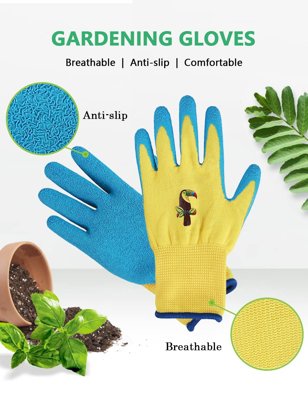 Detalle 2 de Donfri Kinder Gartenhandschuhe 2 bis 5 Jahre