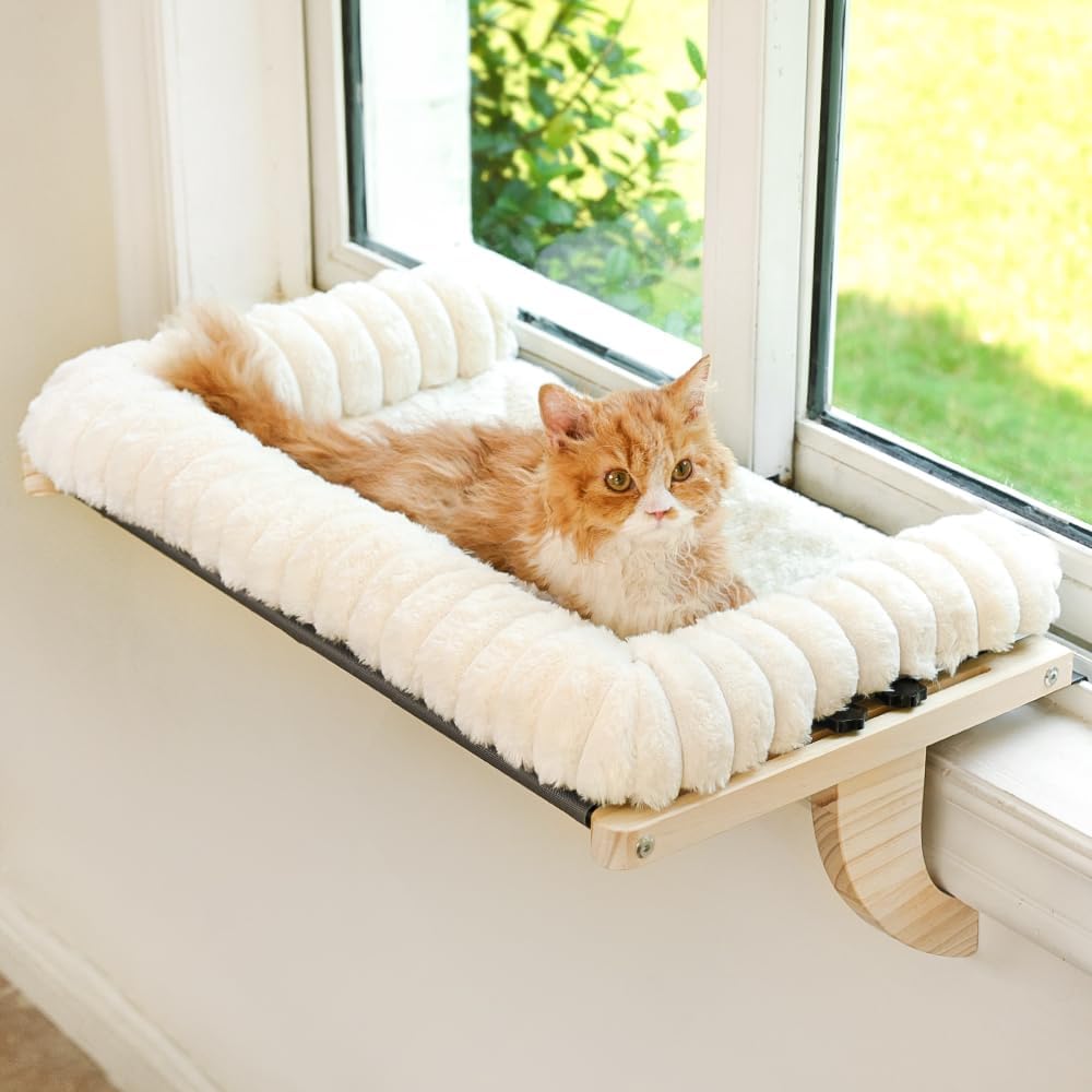 Detalle de valigogo VL-CWP01-XL-W Cat Window Sill Perch, XL, Washable Cushion