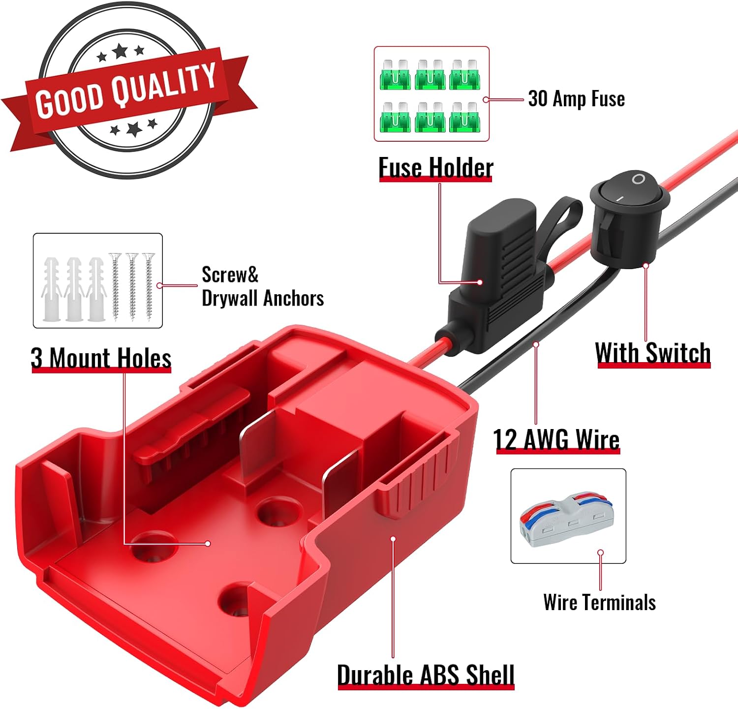 Detalle 2 de Azocek Power Wheel Battery Adapter with 12 AWG Wire