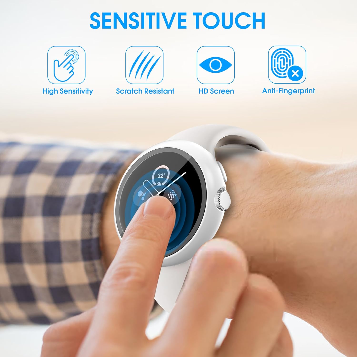 Thumbnail 2 de Tiorecime 10-Pack Case for Google Pixel Watch 3/2/1 (41mm) with Tempered Glass Screen Protector