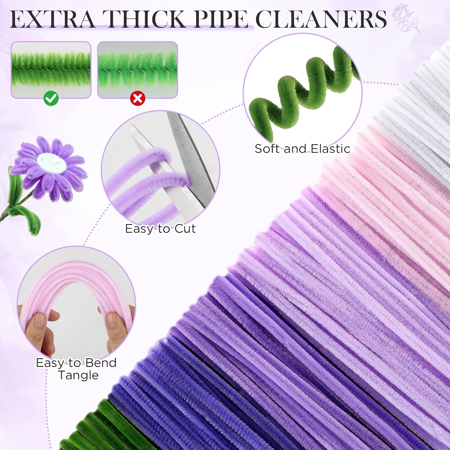 Detalle de Funtopia Pipe Cleaner Flowers: 540-Piece Craft Kit for DIY Bouquets