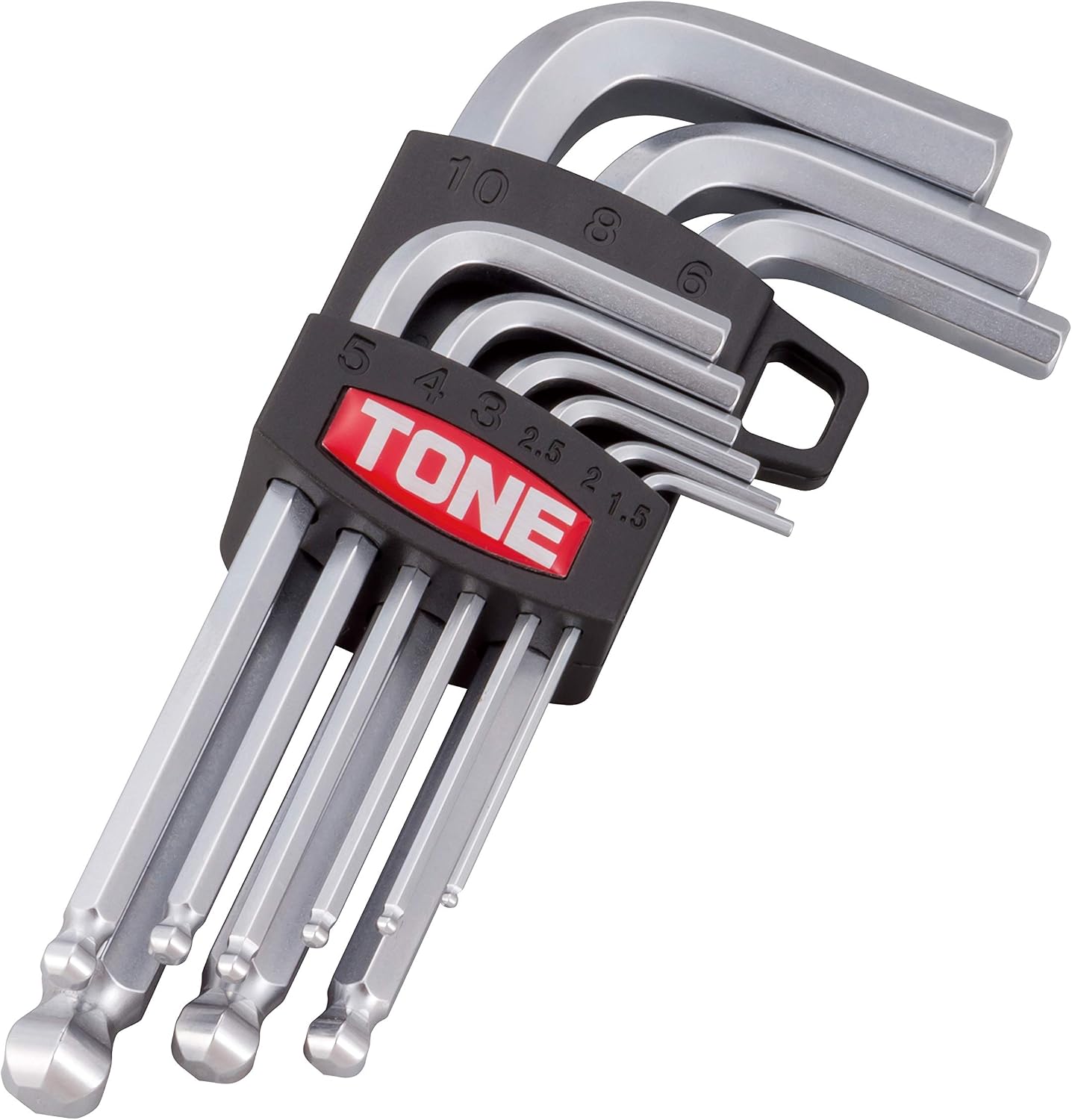 Detalle de トネ(TONE) BS900 ボールポイントL形レンチセット 9点・特殊合金鋼・ホルダー付き
