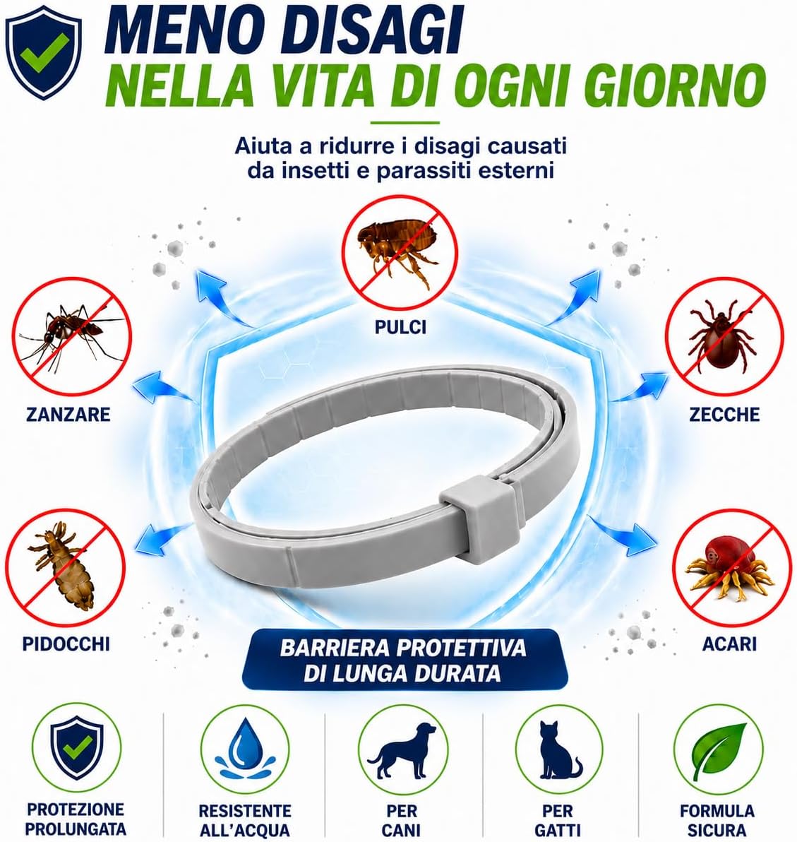 Detalle de Collare antiparassitario per cani – protezione naturale 8 mesi, 65 cm regolabile