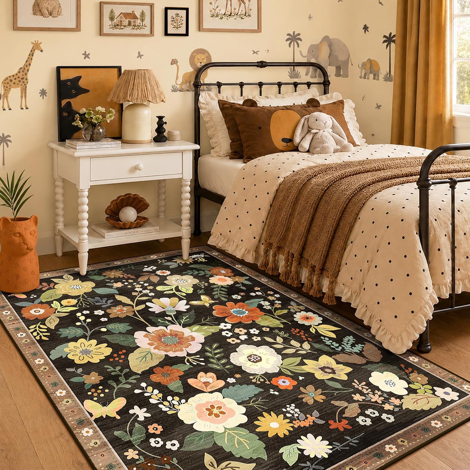 Thumbnail 6 de RELEANY d-greenfield Floral Washable 5' x 7' Area Rug, Low-Pile