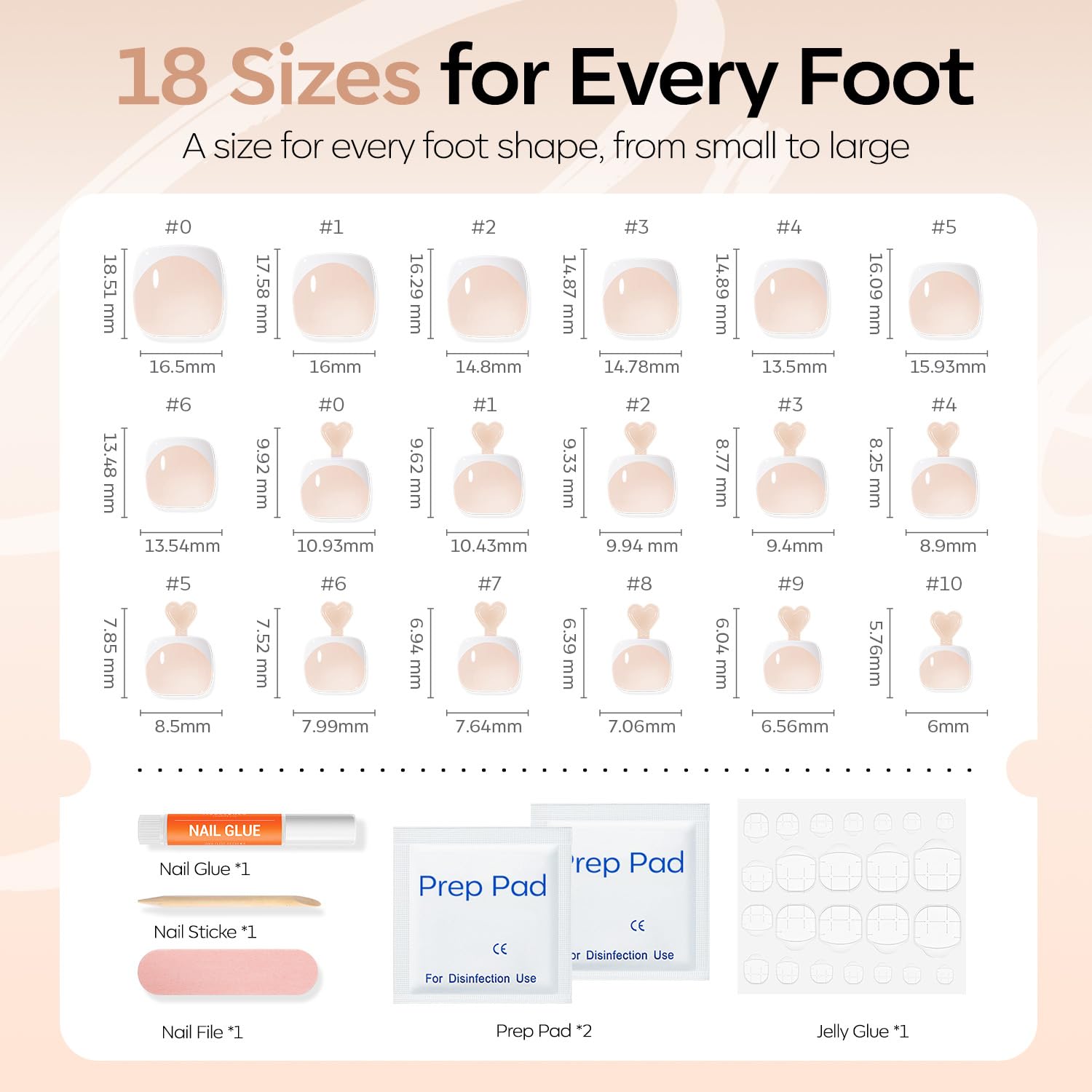 Thumbnail 6 de Modelones Short Nude French Tip Press-On Toenails, Square, 36-Piece Set