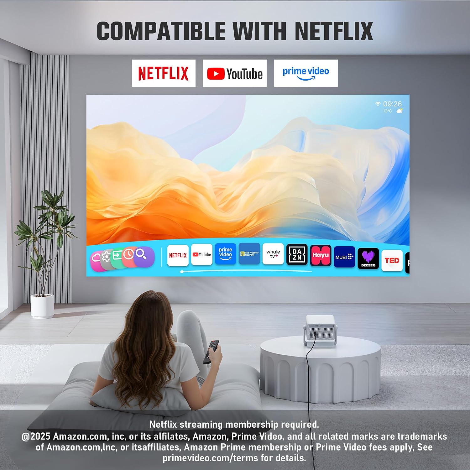 Thumbnail 6 de Officially-Licensed APP & 3000 ANSI 4K Mini Outdoor Projector with WiFi & Bluetooth (VOPLLS Smart Portable)