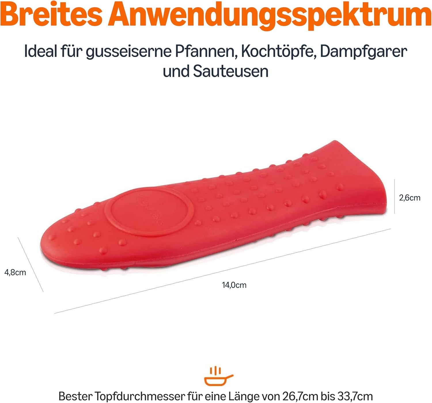 Thumbnail 3 de Amazon Basics Rechteckiger Griffschutz für heiße Topf- und Pfannengriffe, Rot – Silikon, 14,2 x 4,8 x 2,6 cm