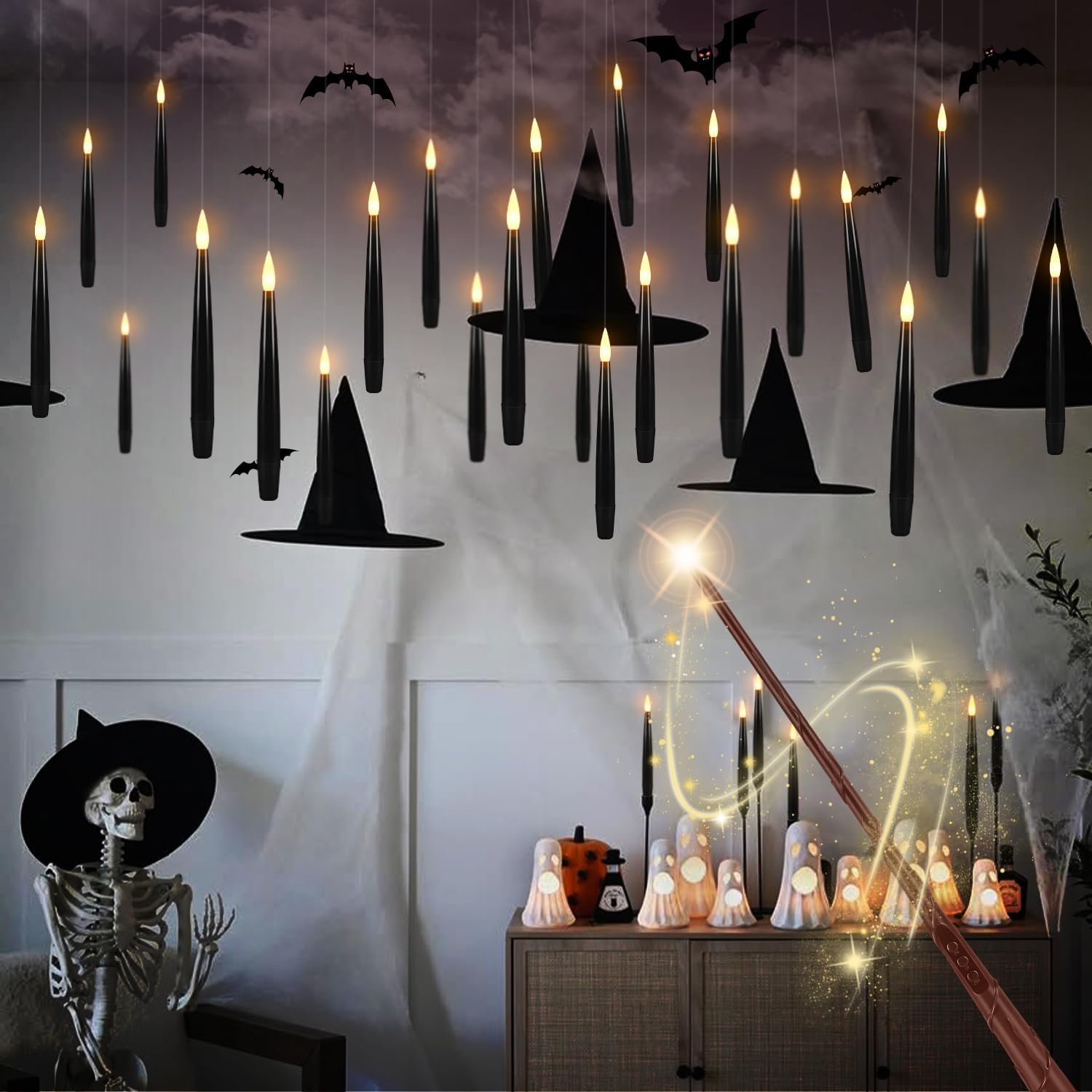 Thumbnail 6 de ECLHTLNY VEK125 Floating LED Candles, 12-Pack, Black with Warm Flickering Light