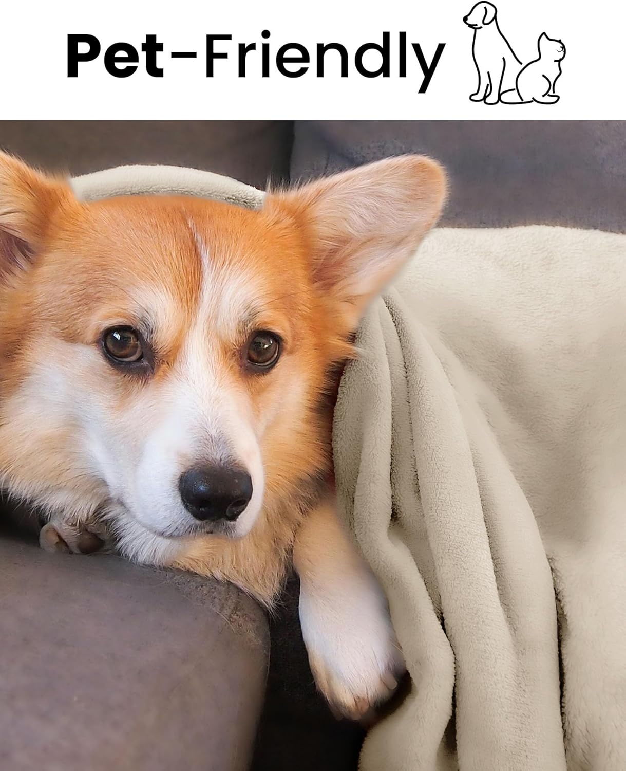 Thumbnail 3 de blunique Fleece Blanket Solid Lightweight Flannel – King 104x90 inches, Linen