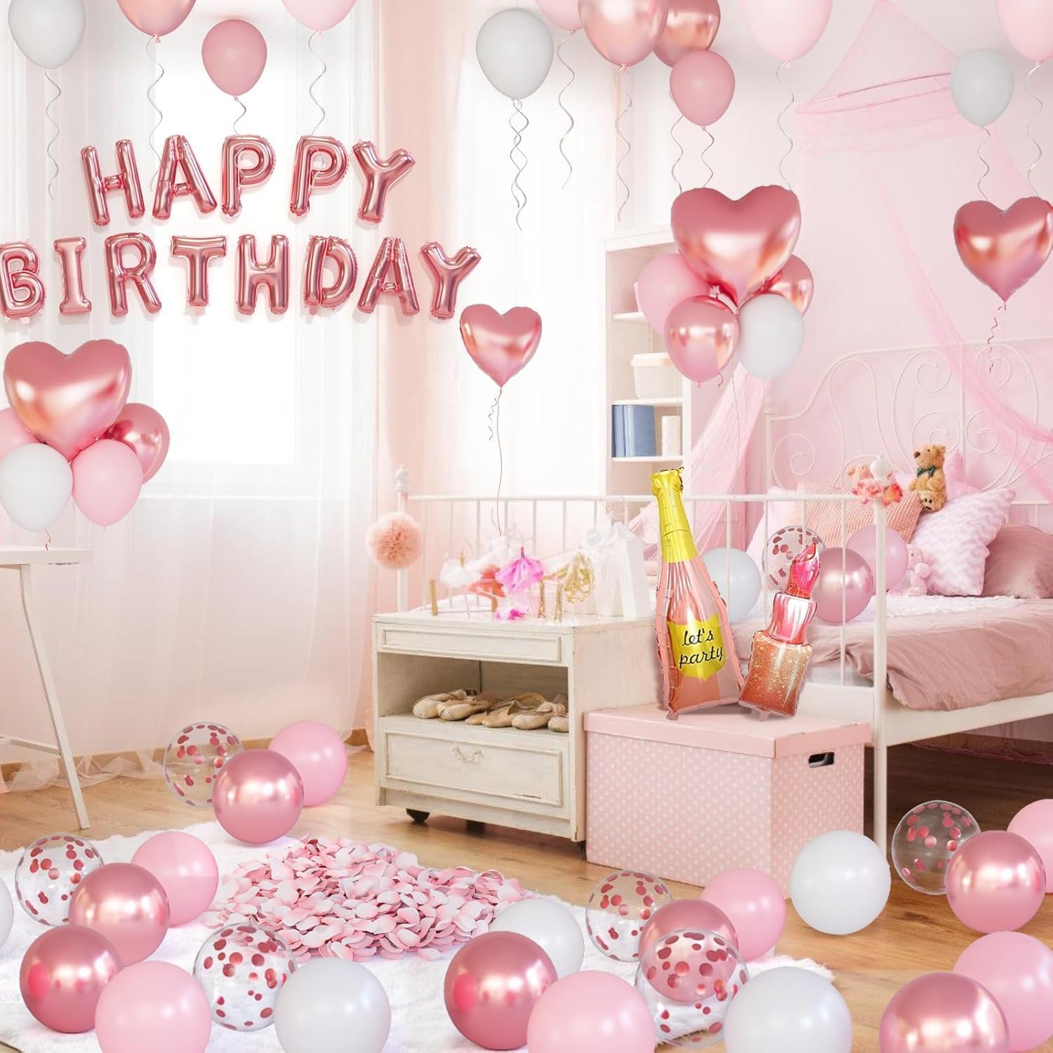 Detalle de Conleke Rose Gold Birthday Balloon Set