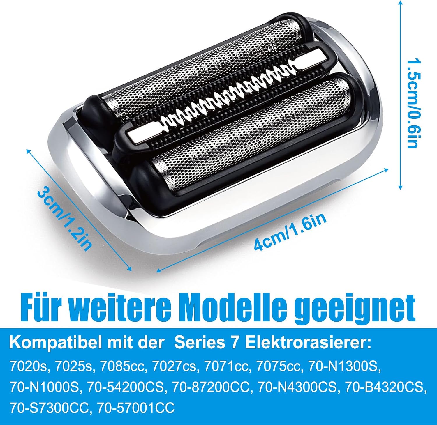 Thumbnail 1 de CEOTIS 73S vervangende scheerkop voor Braun Series 7, 2 stuks, RVS foliekop