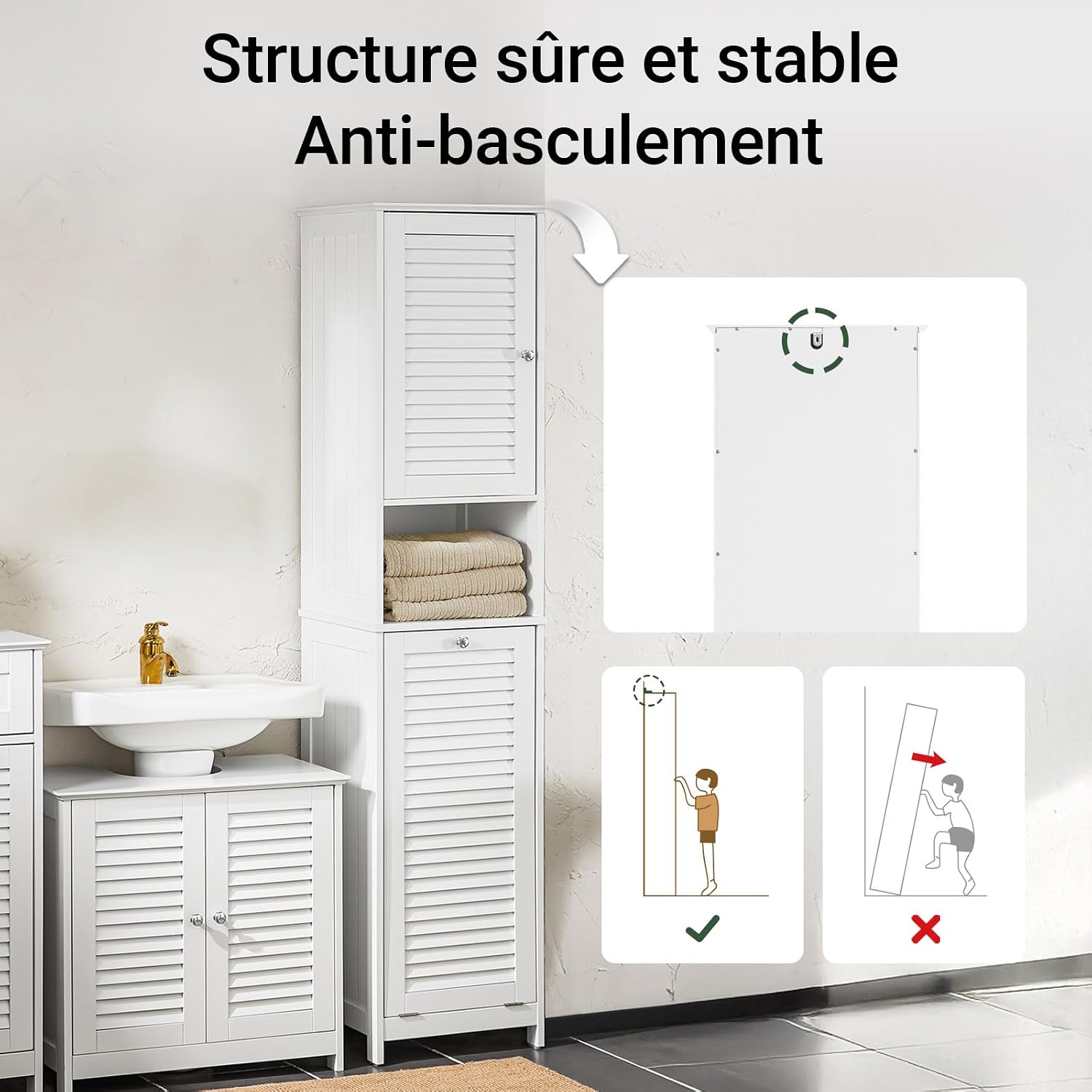 Thumbnail 4 de SoBuy BZR124-W colonne 40x170 cm blanc