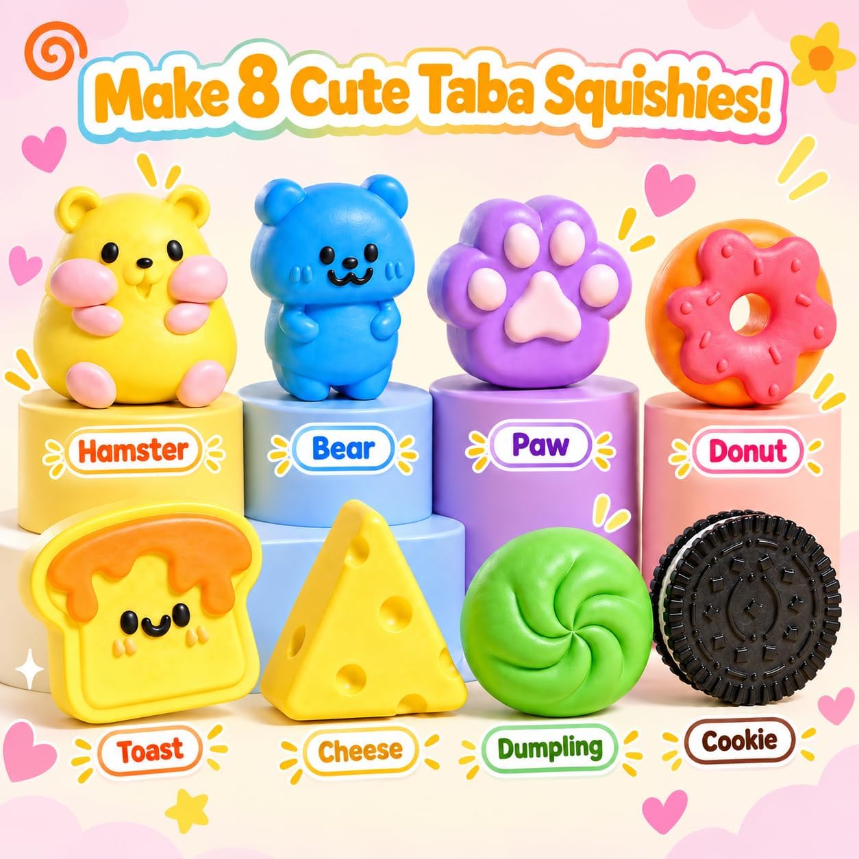 Detalle 2 de AMOSTING SQU01 Taba Squishy Making Kit with 8 Silicone Molds and 9 Colors
