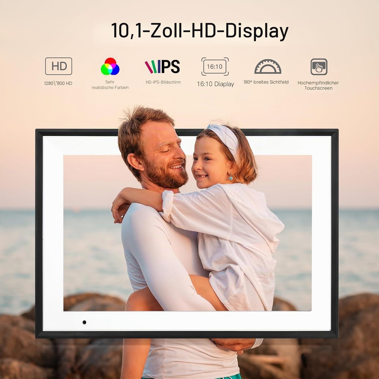 Detalle de Humblestead Digitaler Bilderrahmen 10,1 Zoll – WiFi, 32 GB Speicher, 1280x800 IPS Touchscreen
