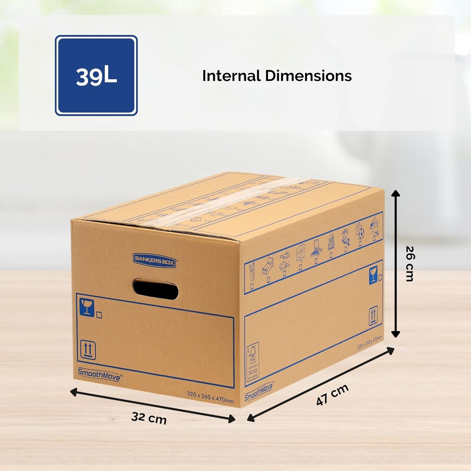 Thumbnail 1 de 15 BANKERS BOX Large Strong Moving Boxes – 39L, SmoothMove with Handles (Pack of 15)