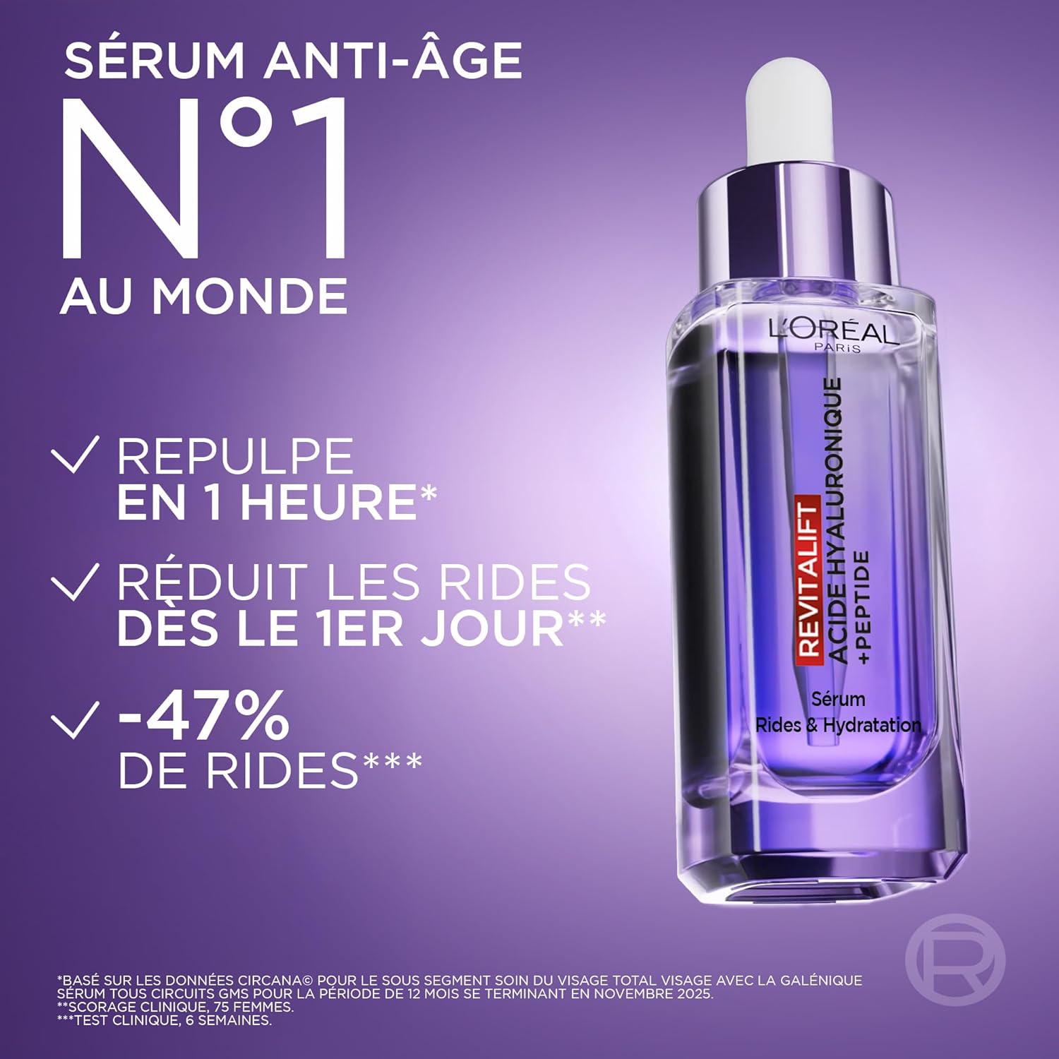 Detalle de L’Oréal Paris Revitalift Filler Sérum Anti-Rides & Anti-Âge – 1,5% Acide Hyaluronique Pur, 30 ml