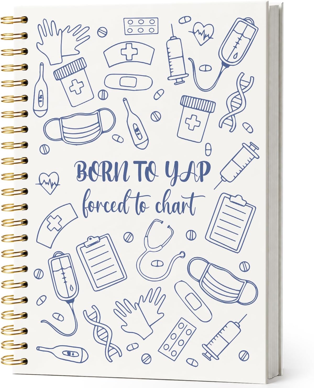 Detalle de ISANOU Born to Yap Forced to Chart Nurse Notebook, 5.5 x 8.3-Inch Hardcover Spiral, 160 Pages