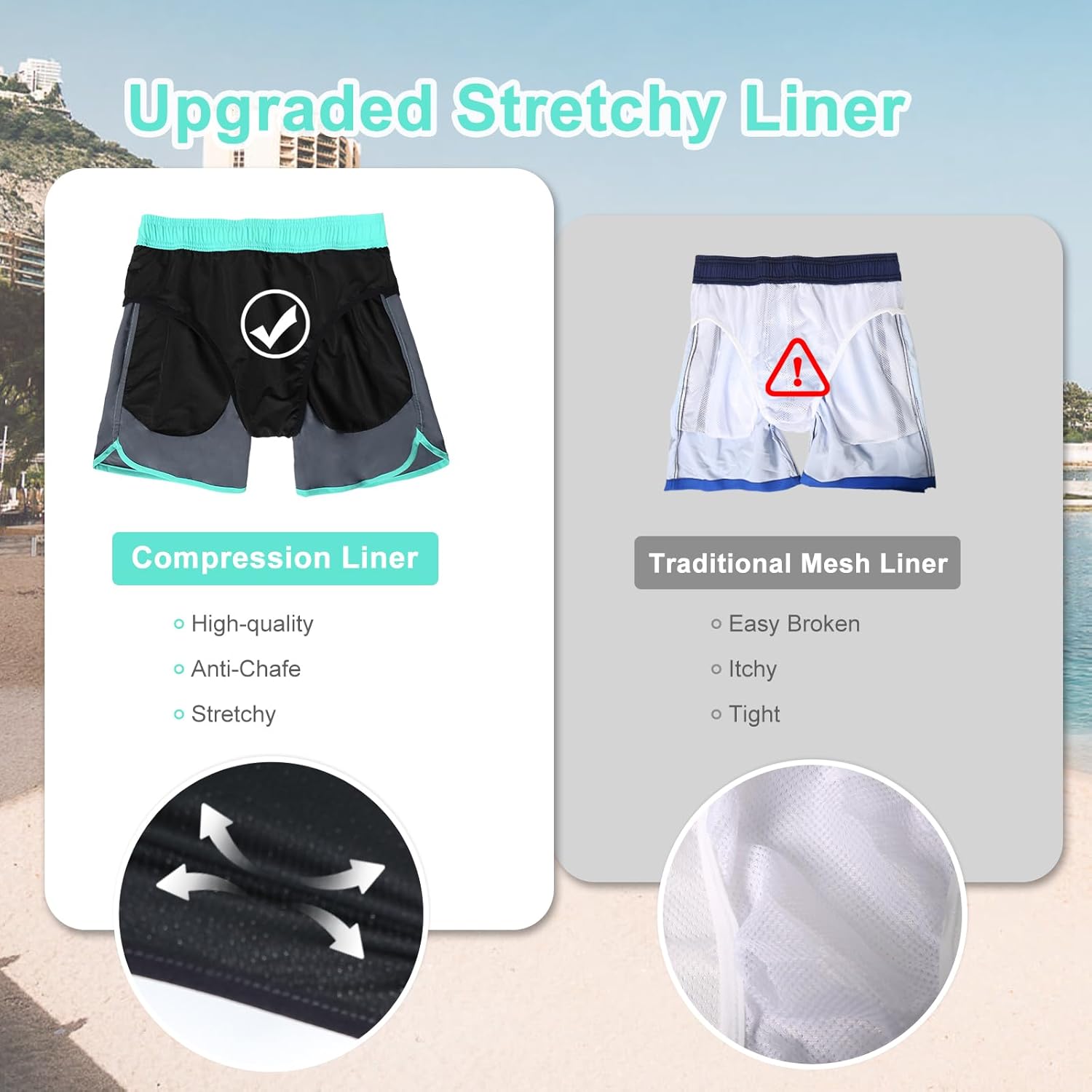 Thumbnail 4 de TMEOG Costume uomo mare: pantaloncini da bagno con tasche e coulisse