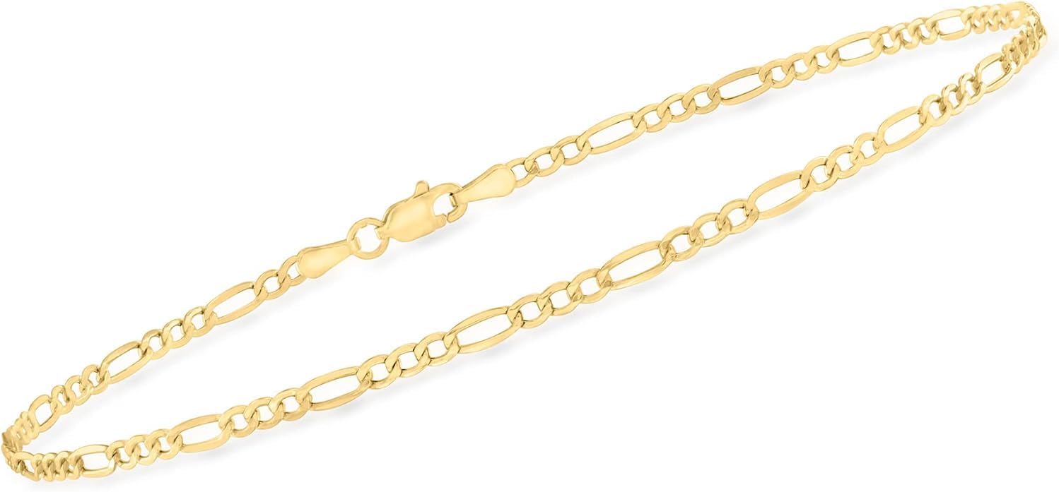 Detalle de Bracelet italien Figaro en or jaune 14 carats (585) – largeur 3 mm