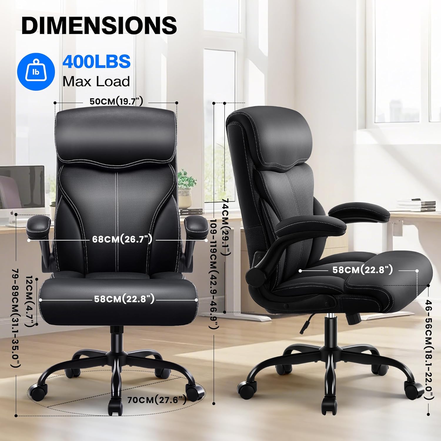 Thumbnail 1 de AreShark Office Chair Executive High Back with Lumbar Support, Breathable Faux Leather, and Rock Recline