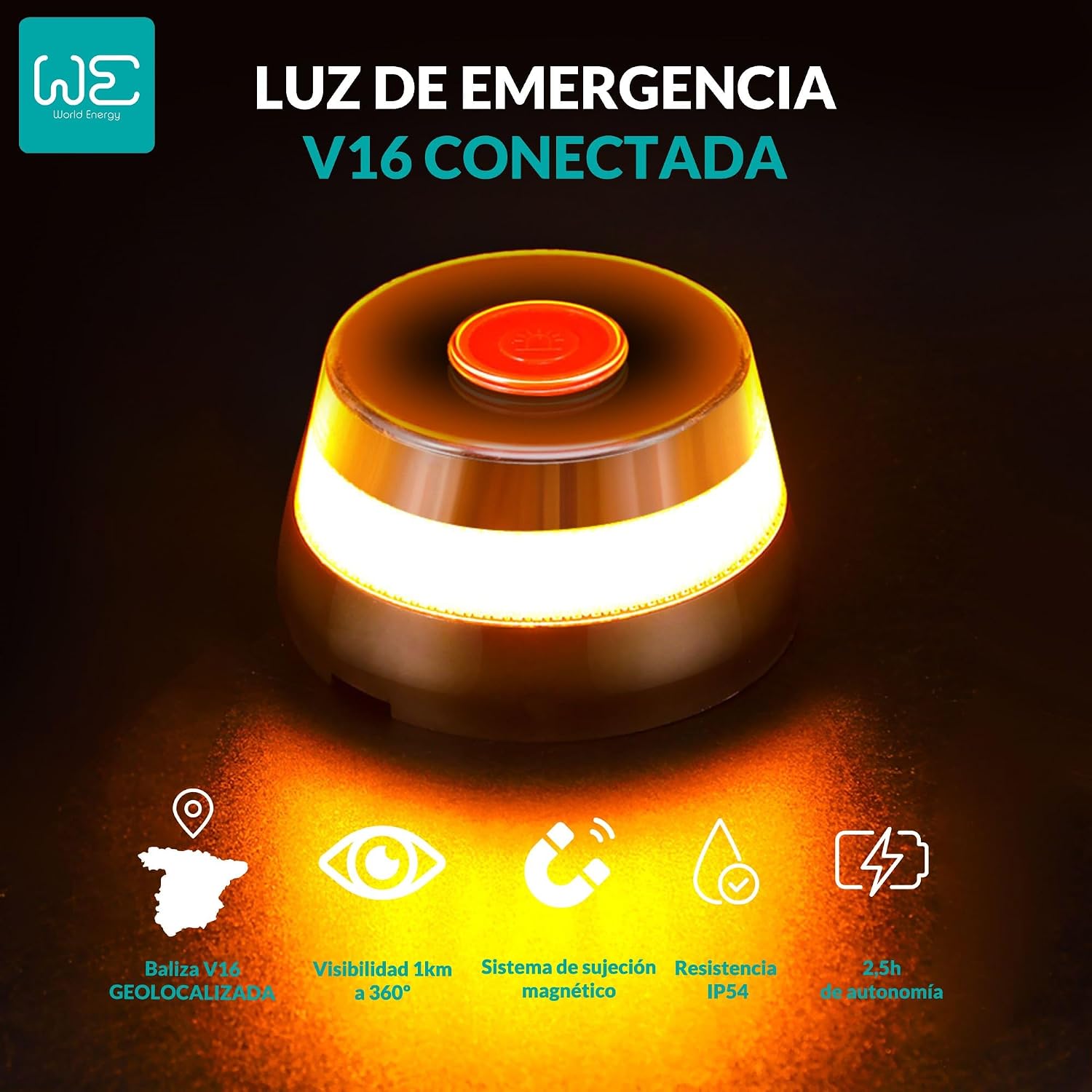 Detalle 2 de WE V16 DGT 3.0 – połączona lampa awaryjna z geolokalizacją i magnesem