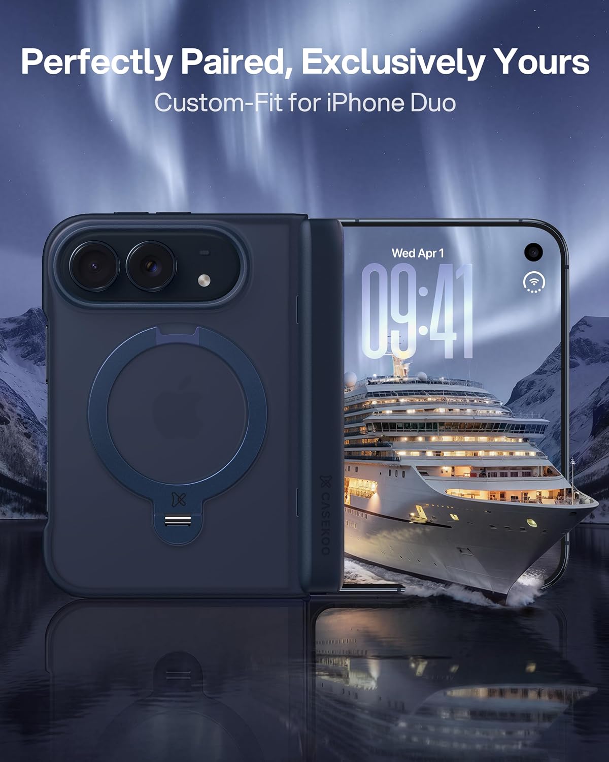 Thumbnail 1 de CASEKOO MagicStand Pro iPhone Duo Case, 360° Magnetic Stand, Night Sky Blue