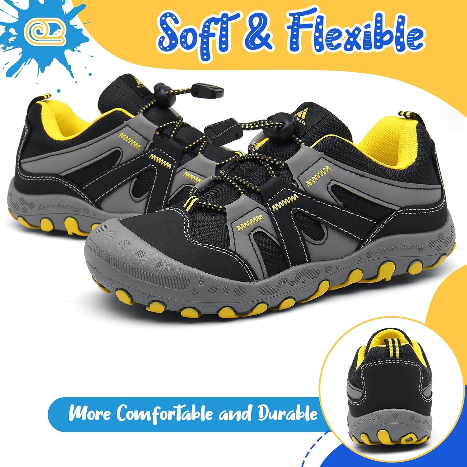 Detalle 2 de Mishansha Kinder Trekkingschuhe Jungen – atmungsaktiv, rutschfest, Gr.24–38