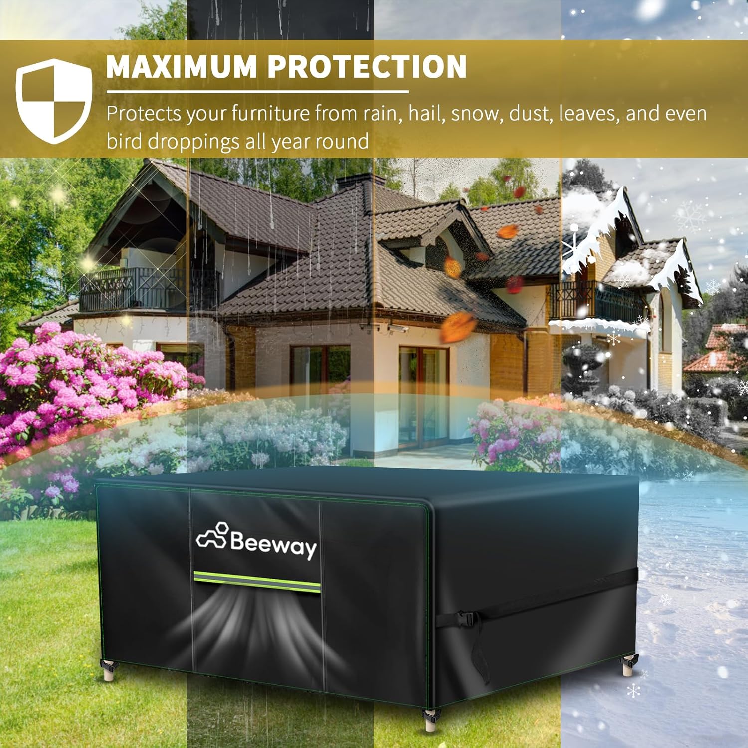 Thumbnail 6 de BEEWAY Garden Furniture Cover With Air Vent – 120x90x72cm, Waterproof 420D Oxford, Windproof