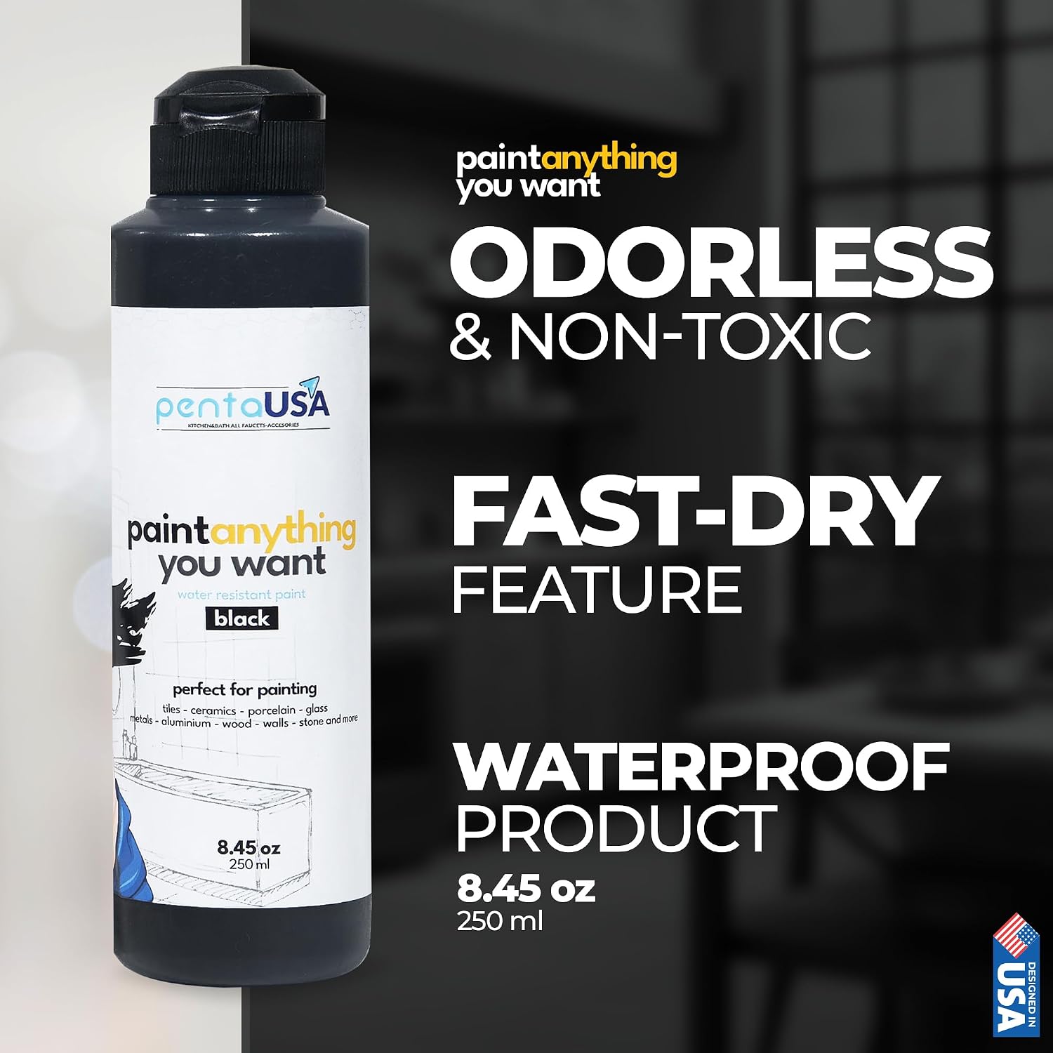 Thumbnail 5 de PENTAUSA Multi Surface Paint (No Primer Needed) – Waterproof Matte Finish in Black